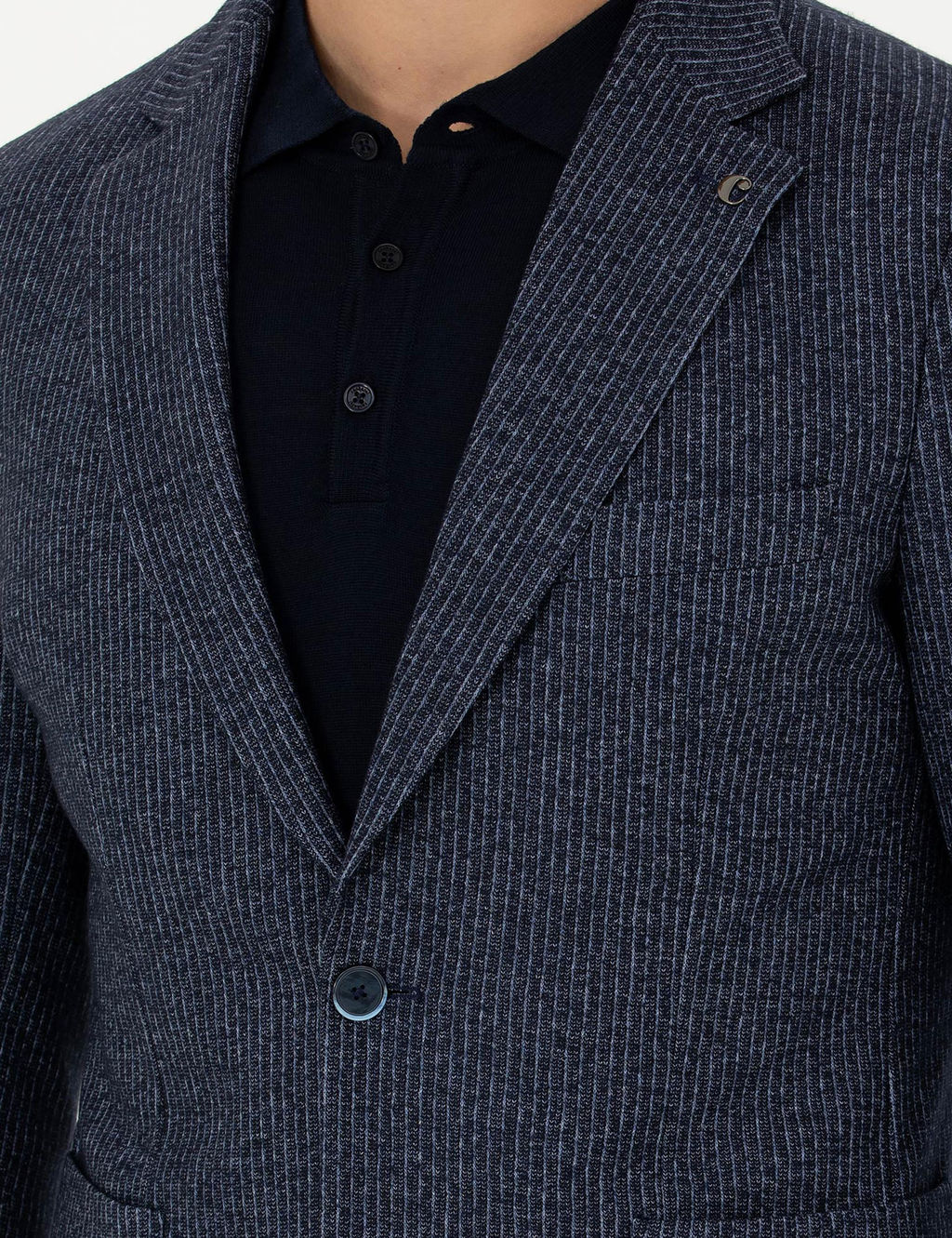 Lacivert Ex.Slim Fit Y_n Ka_mir Kar___ml_ _izgili Ceket