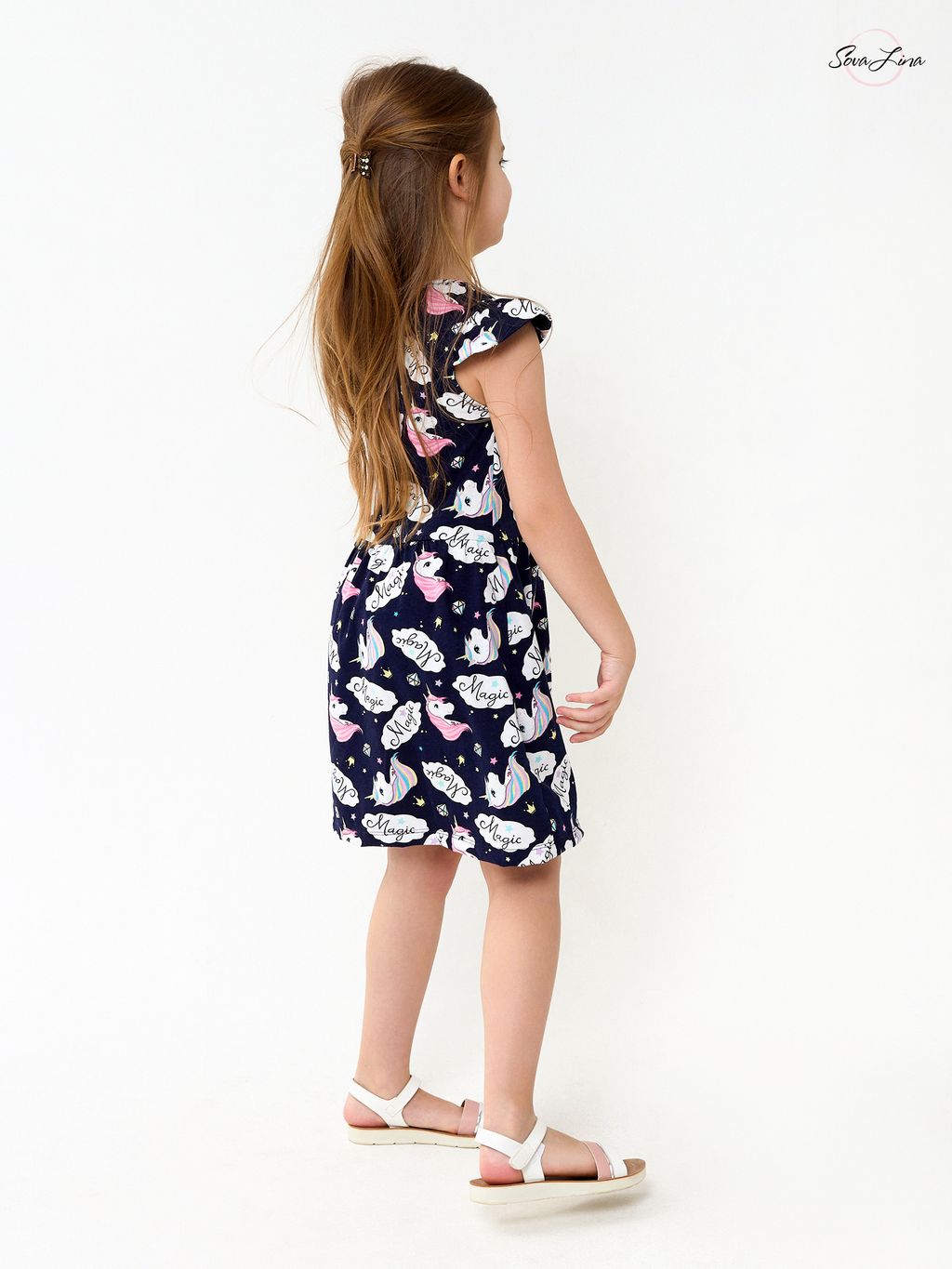 Платье Бабочка единороги синий - Sovalina фото 14
