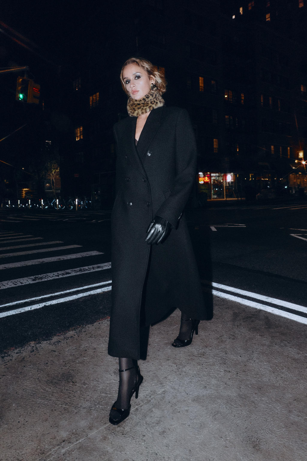 FAUX LEATHER FAUX FUR ANIMAL PRINT GLOVES