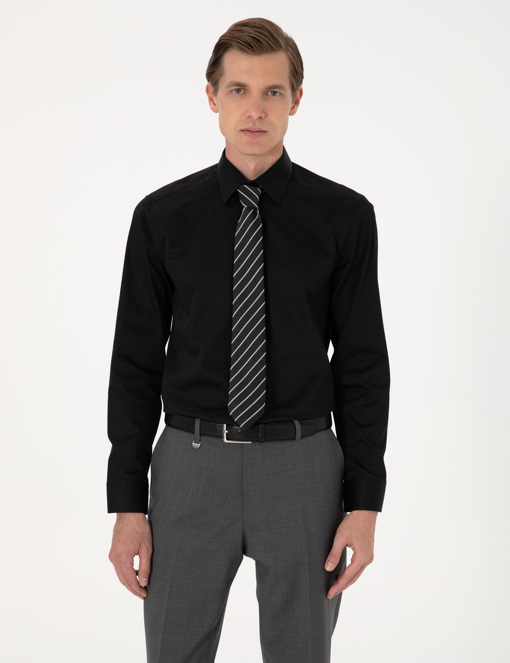 Siyah Slim Fit Uzun Kollu Basic G_mlek - Pierre cardin фото 11