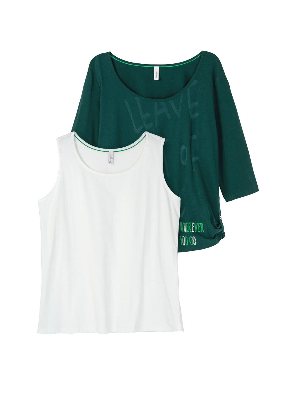 Топ и блузка, зелено-белые - Sheego фото 2