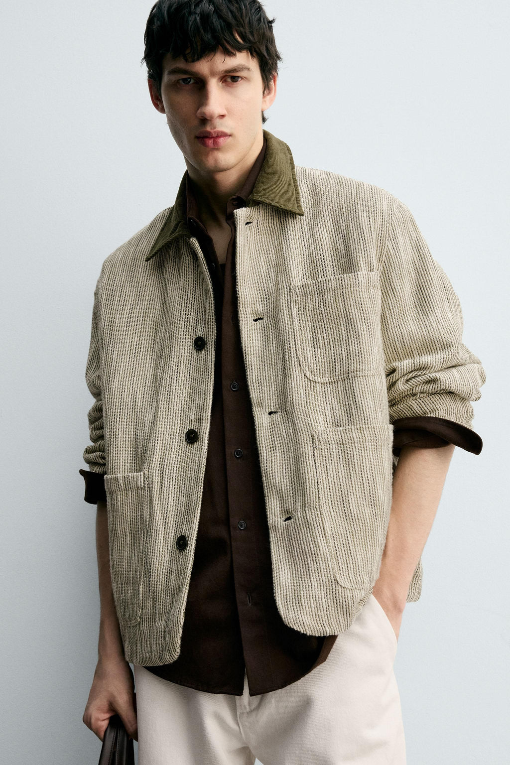 CONTRAST TEXTURED OVERSHIRT - Zara фото 5