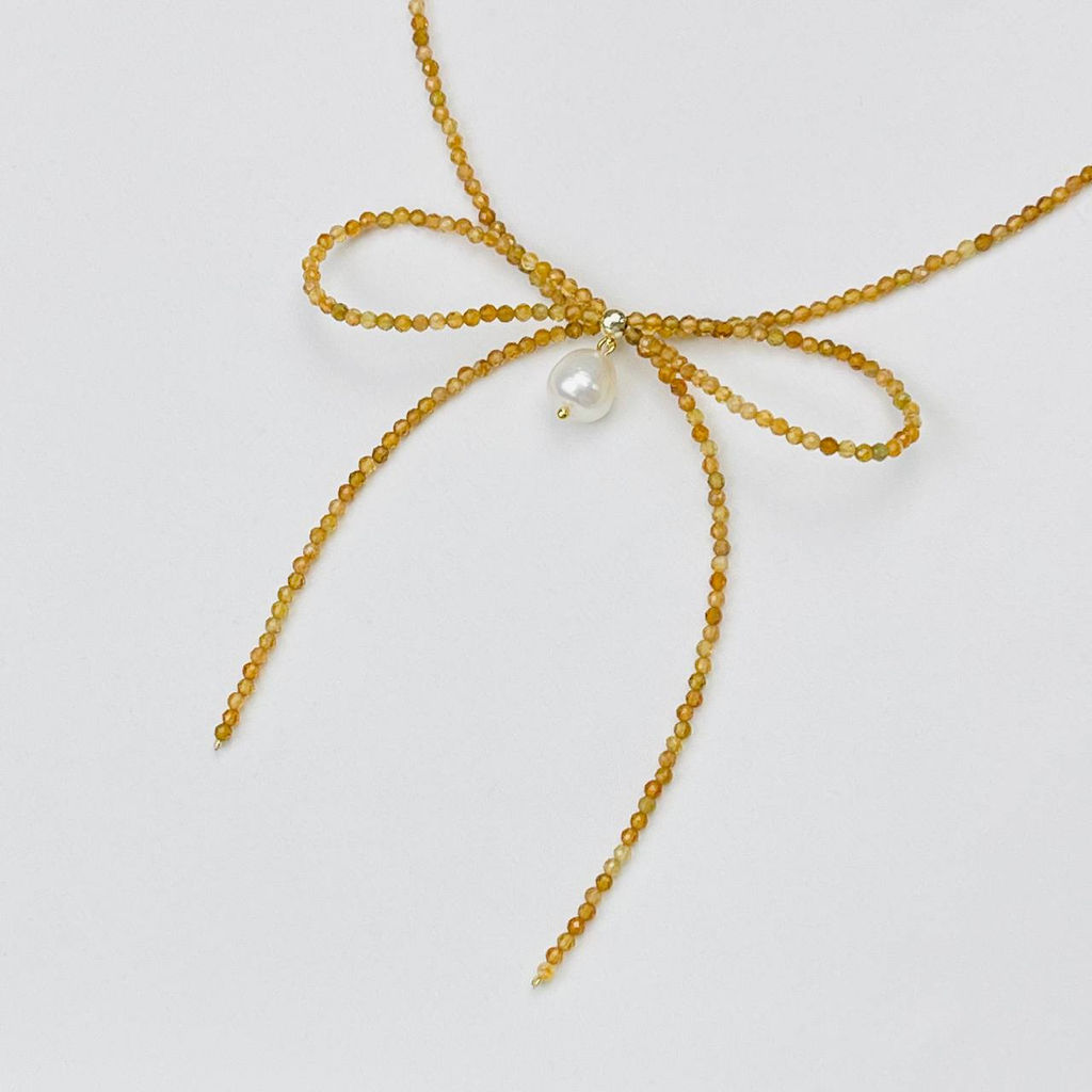 Колье из Турмалина и Жемчуга "Бантик"