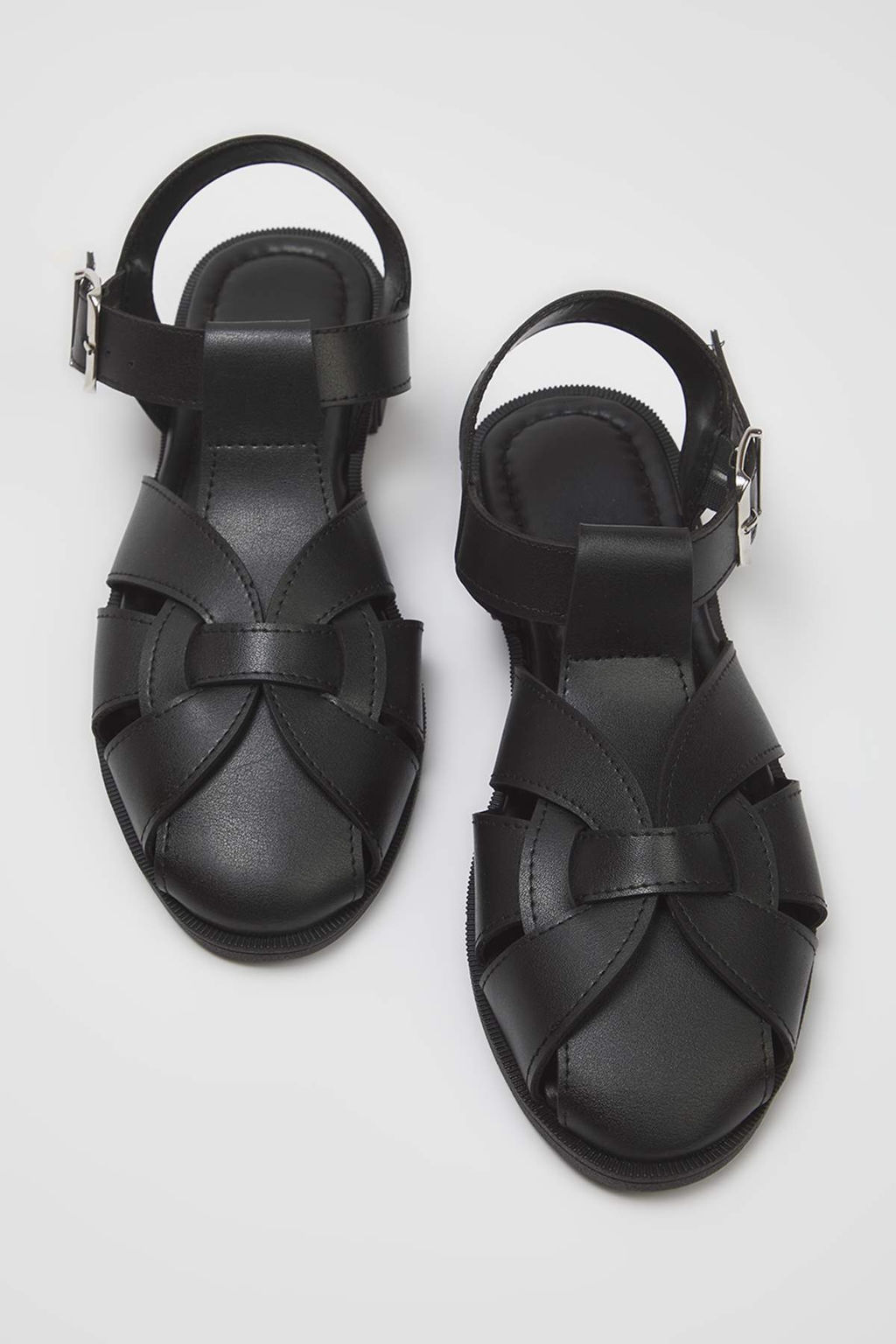 Trendyolmilla Shoes Siyah Duz Taban Yuvarlak Burun Kad?n Sandalet TAKSS25SD00060  фото 4