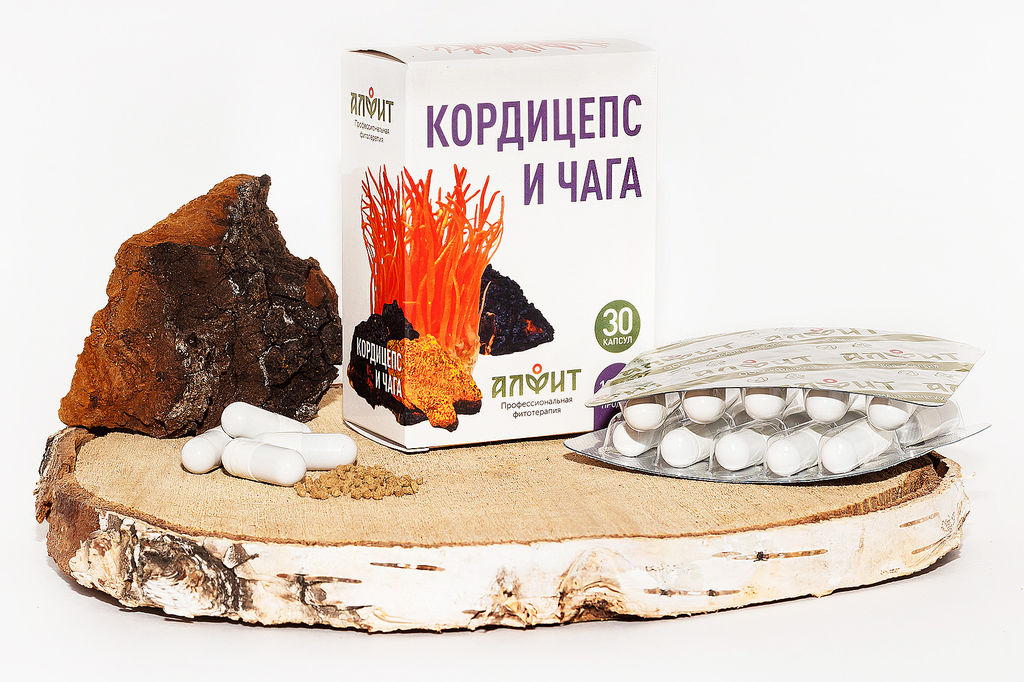 Грибная серия БАД Фитокапсулы "Кордицепс и чага" Алфит 1235