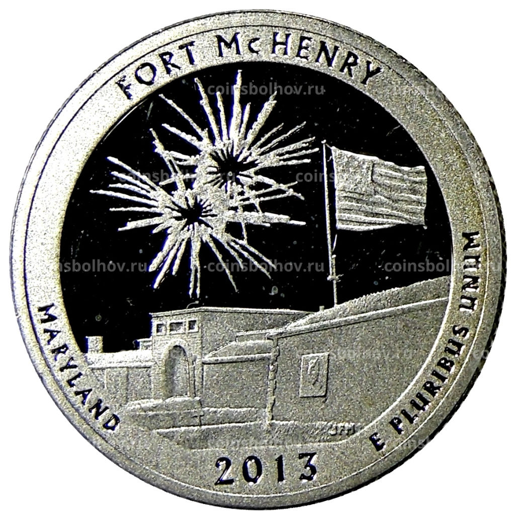 1/4 доллара (25 центов) 2013 года S США Национальные парки №19  Форт Мак-Генри