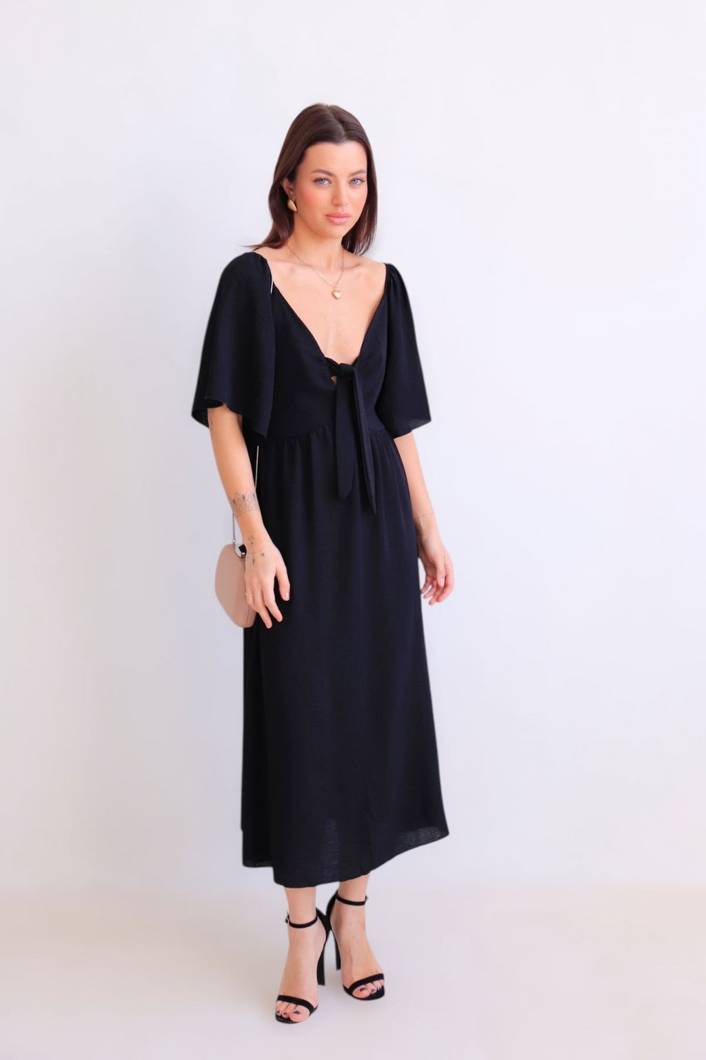 Martichelli Платье с завязками на груди чёрное  фото 10