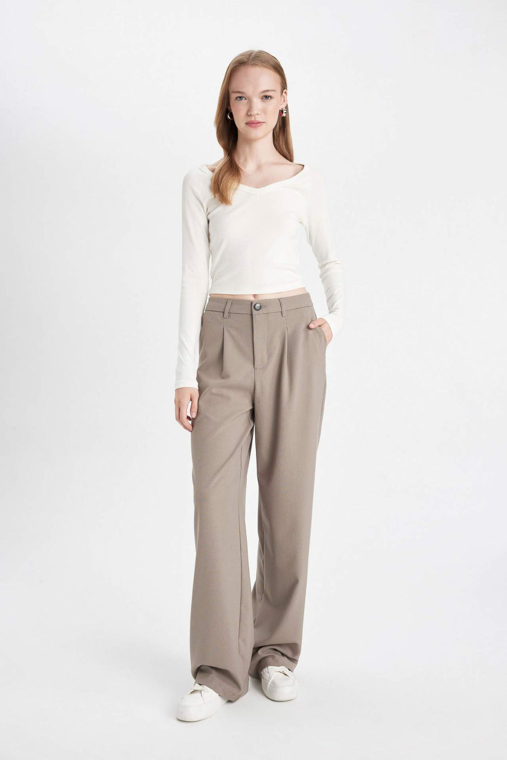 Sevgililer Gunu Wide Leg Esofman Alt? Genis Bol Paca Basic Duz Cift Cepli Yuksek Bel Standart Boy - Defacto фото 6