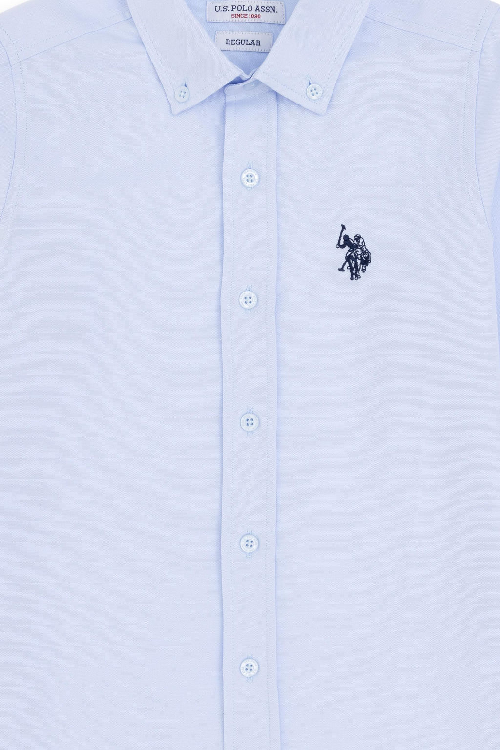 Голубая базовая рубашка с длинным рукавом для мальчика Неожиданная скидка в корзине - U.s. polo assn фото 3
