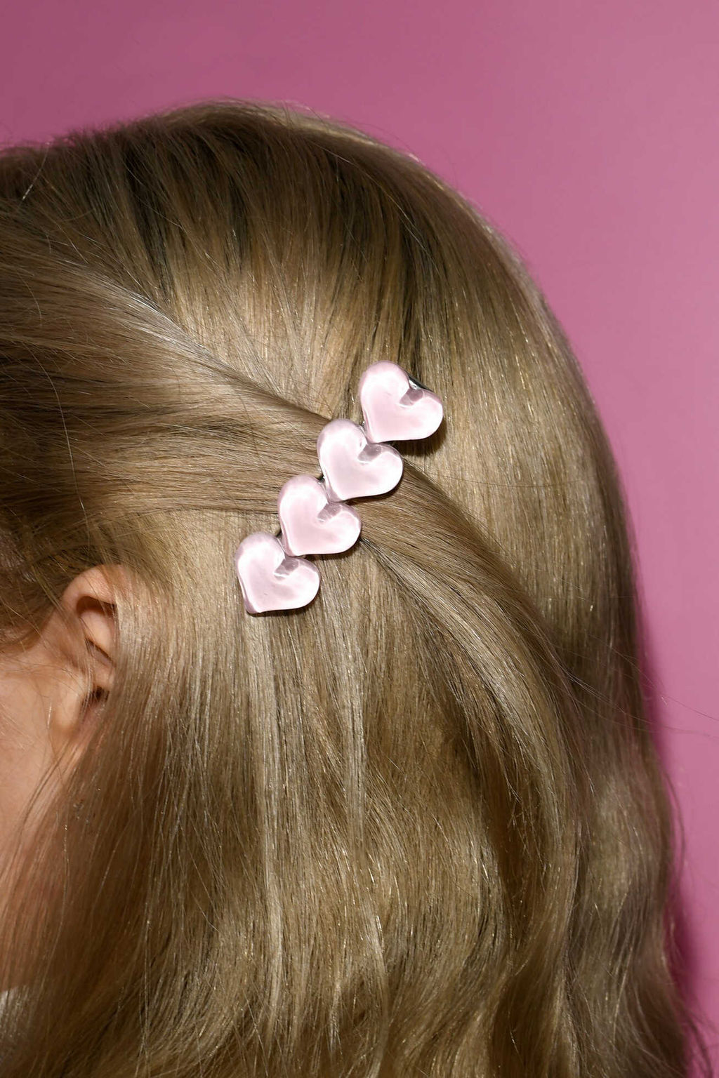 Заколка для волос зажим, арт. 71792 / 10 СЕРДЕЧКИ (в наборе: 1шт., 6 см, черный металл, эпоксидная смола, цвет: розовый, подложка из мелованного картона + ПЭТ-пакет с европодвесом)