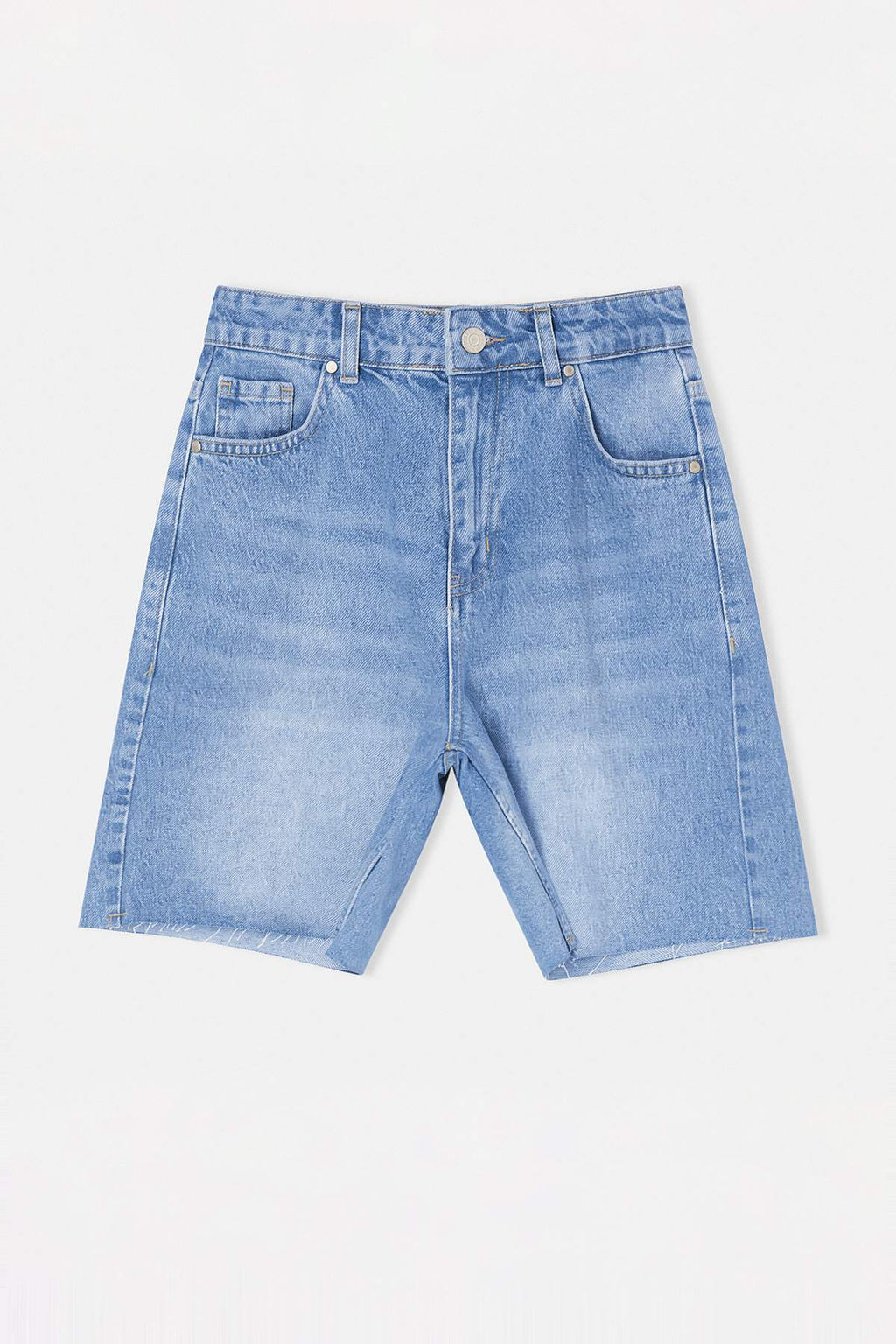 Koyu Mavi Yuksek Bel City Boy Denim Sort TWOSS26SR00107 - Trendyolmilla фото 5