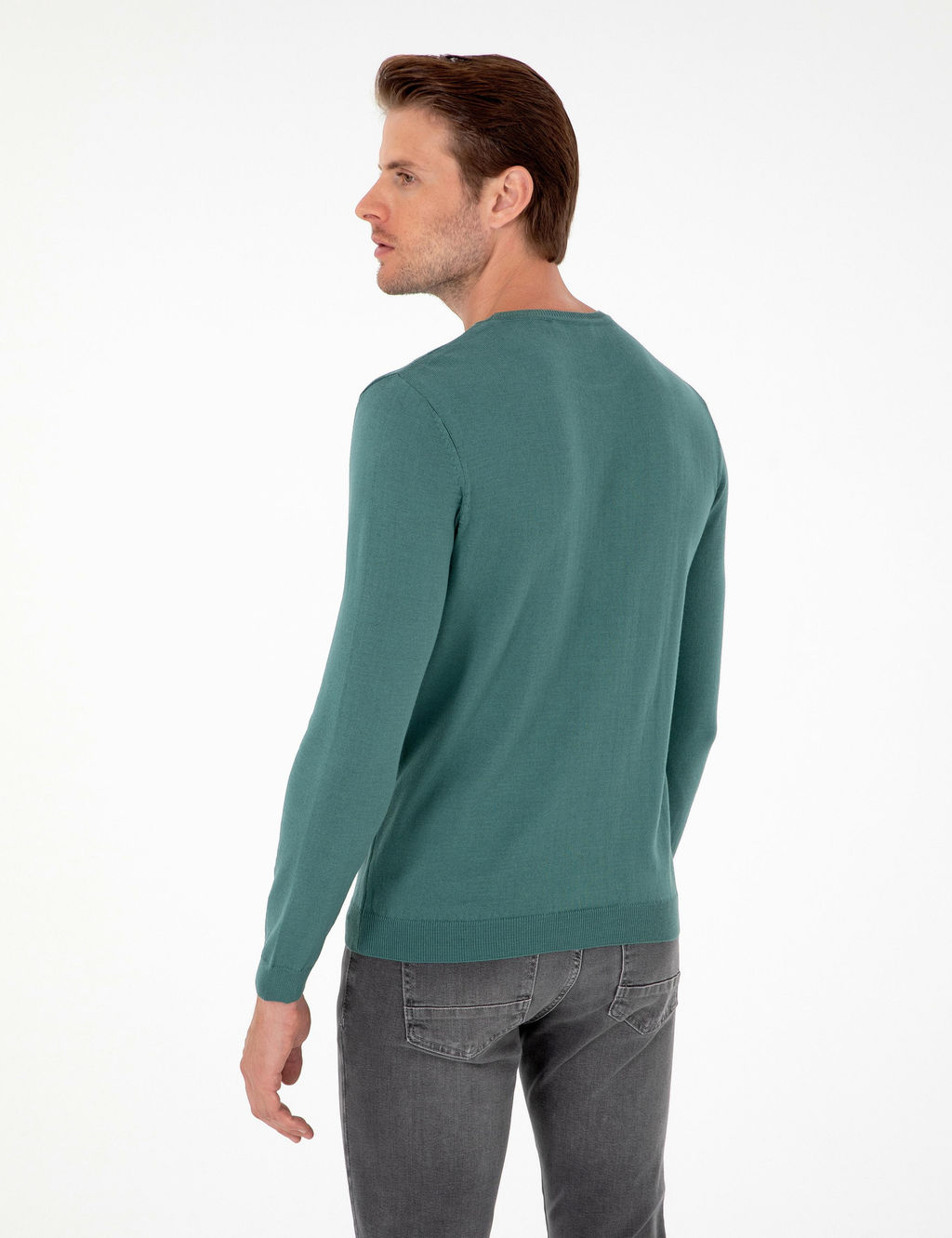 Ye_il Slim Fit Bisiklet Yaka Basic Triko Kazak - Pierre cardin фото 5