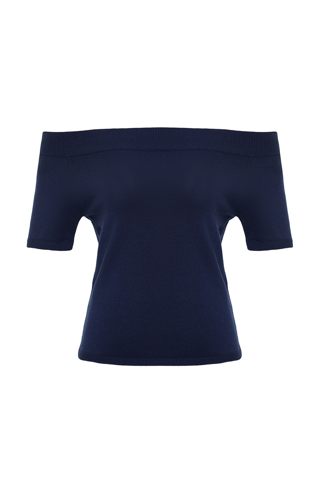 Lacivert Premium/Ozel Iplikli Carmen Yaka Triko Kazak TWOSS24KZ00010 - Trendyolmilla фото 7