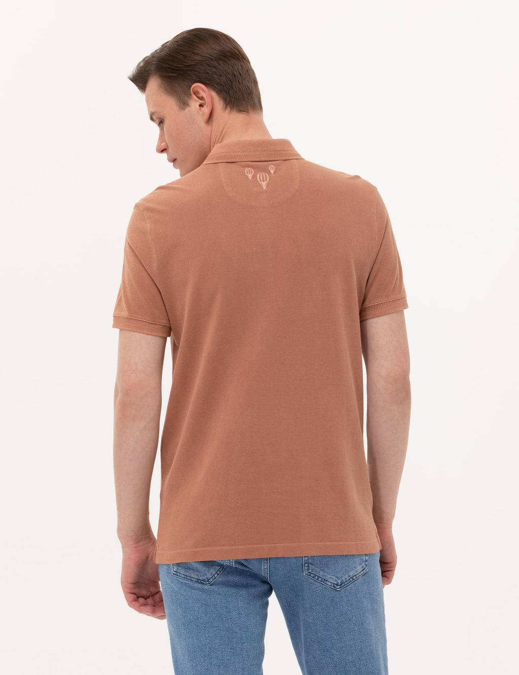 Kahverengi Slim Fit Polo Yaka Ti__rt