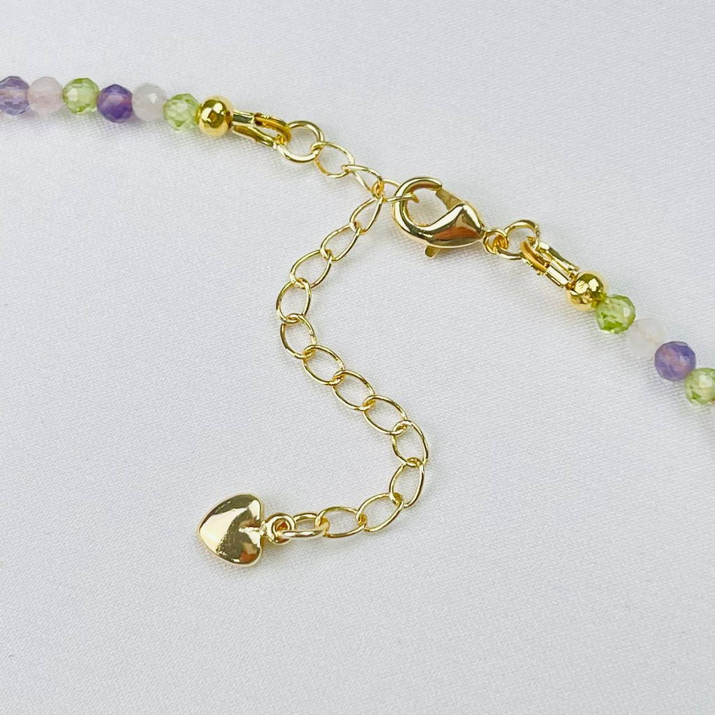 Бусы детские из Аметиста, Хризолита и Розового кварца 36 см +