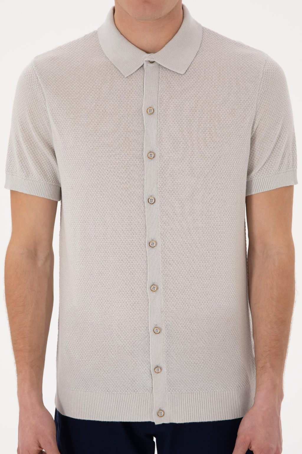 Erkek Regular Fit A__k Gri D__meli Triko Ti__rt Sepette S_rpriz _ndirim - U.s. polo assn фото 6