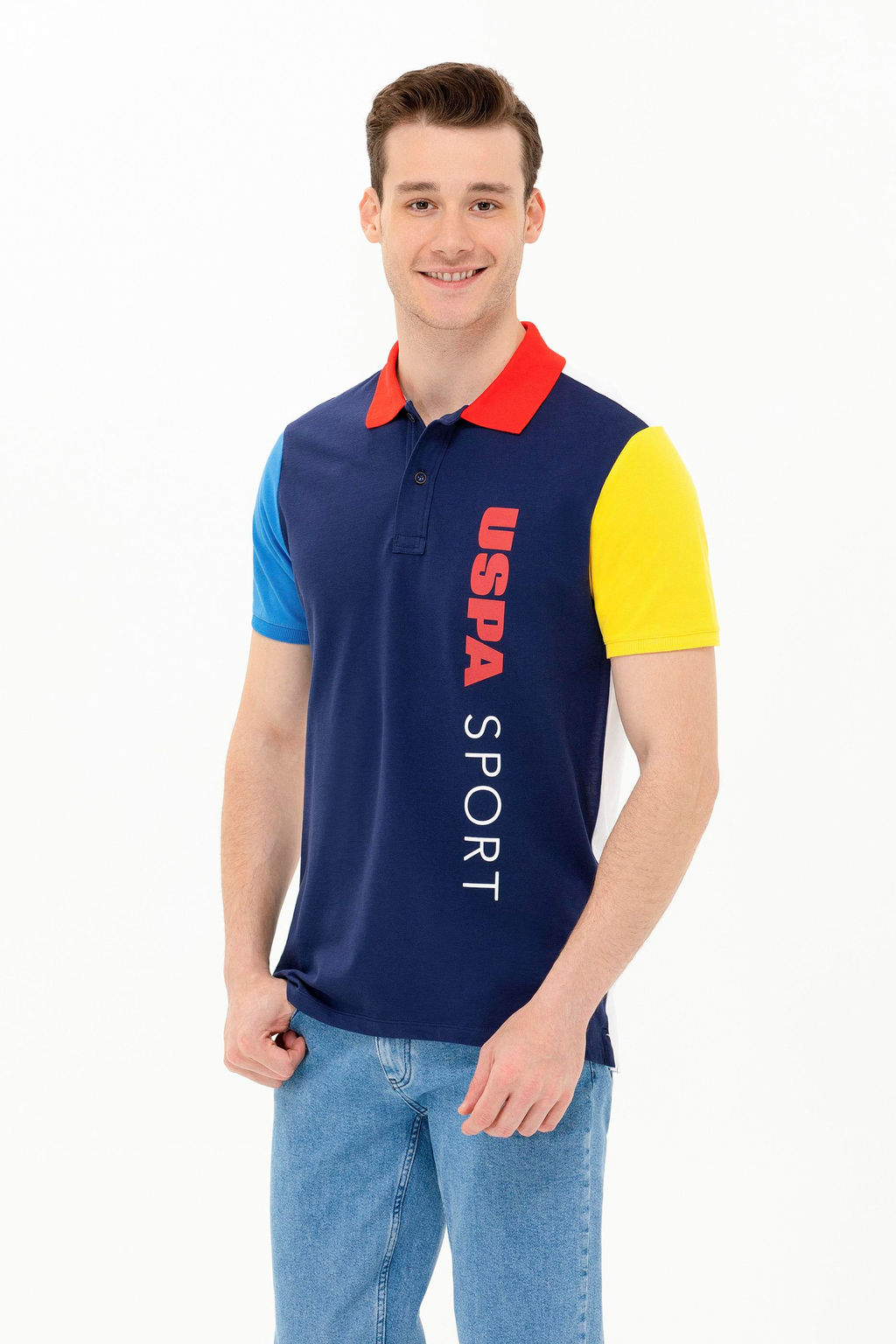 U. S. Polo Assn Мужская темно-синяя футболка с воротником-поло - U.s. polo assn фото 2