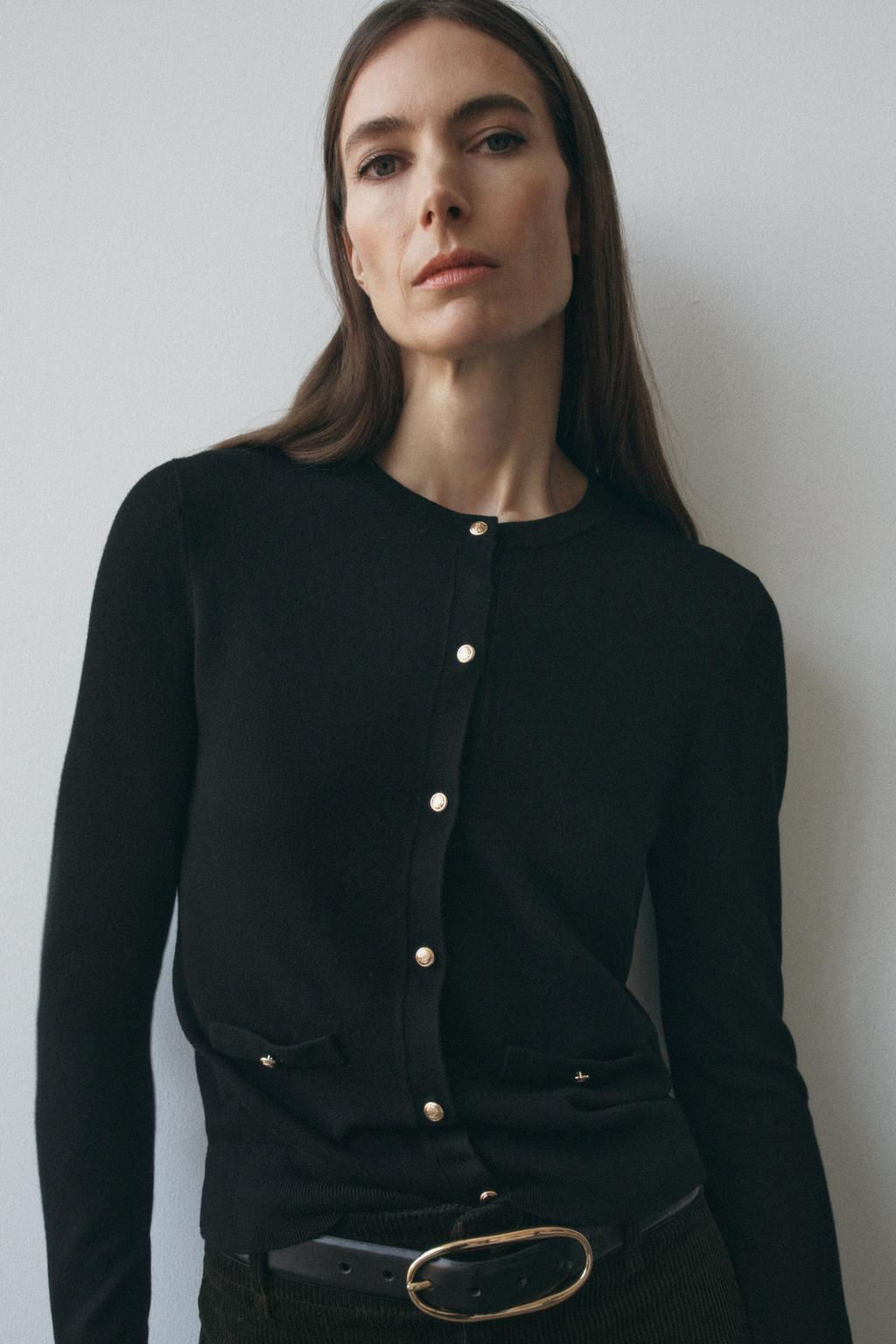 PLAIN KNIT CARDIGAN WITH GOLD BUTTONS - Zara фото 5