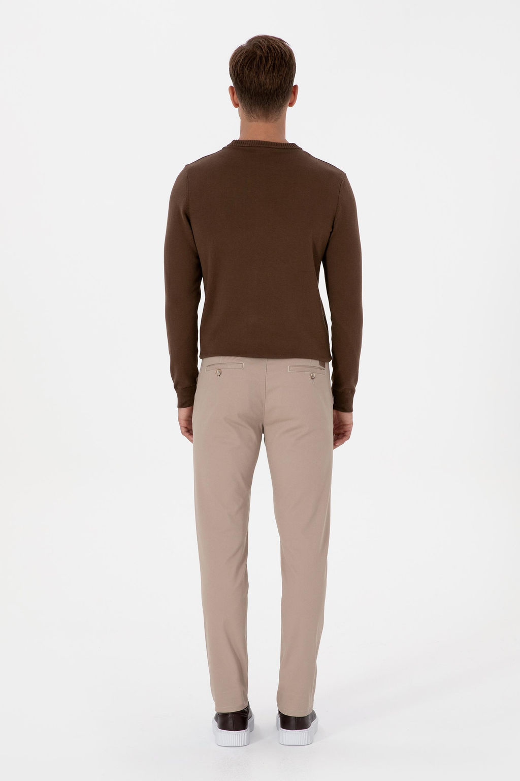 Erkek Koyu Bej Slim Fit Kanvas / Chino Pantolon