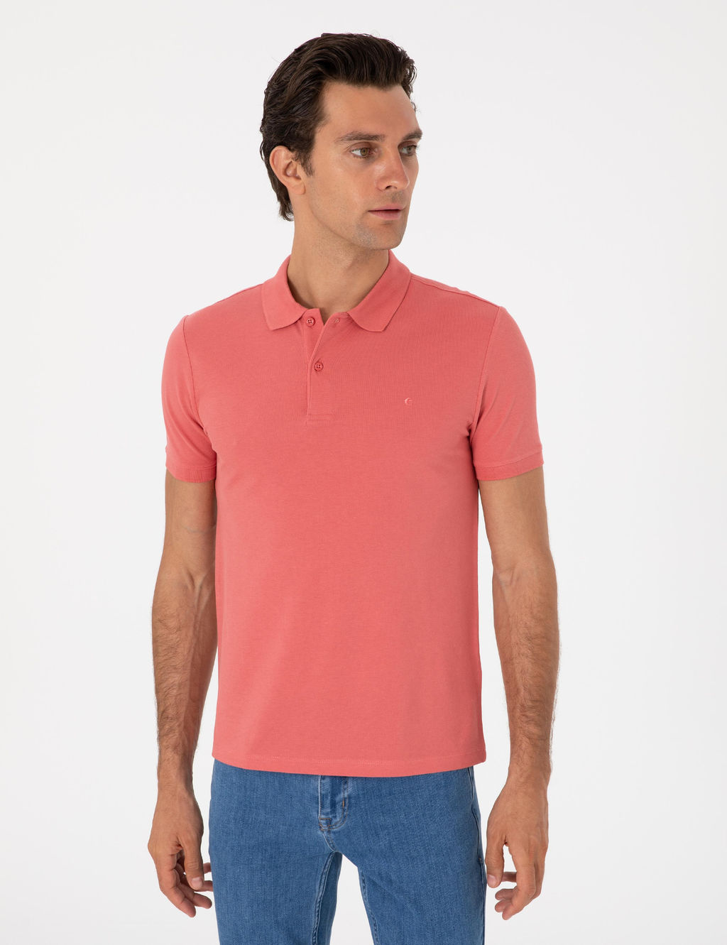 Mercan Slim Fit %100 Pamuk Polo Yaka Basic T-shirt - Cacharel фото 3