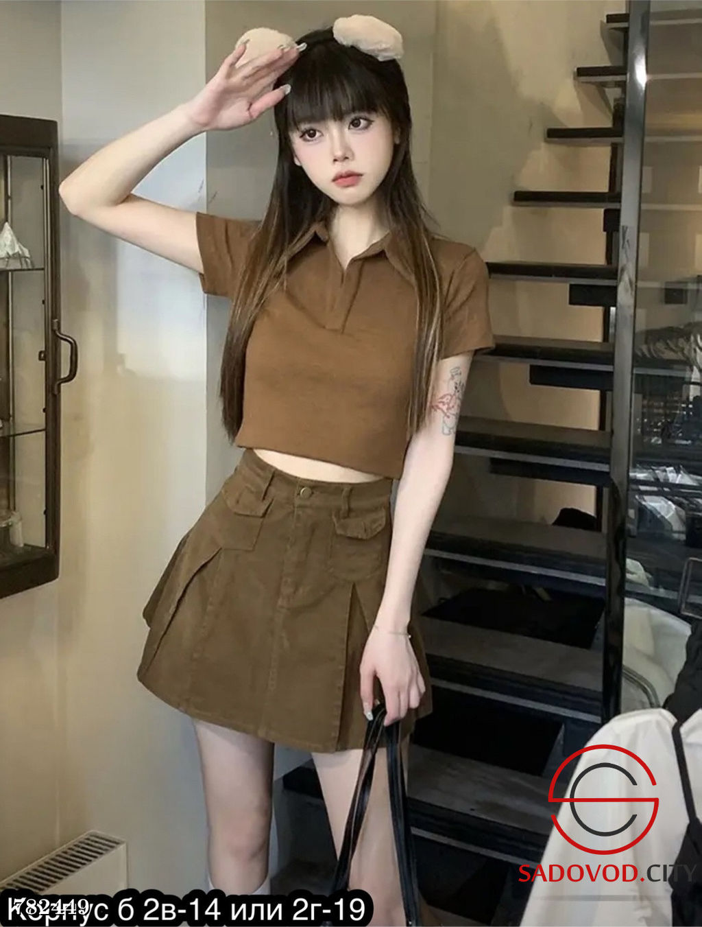 Кроп-топ поло футболка женская