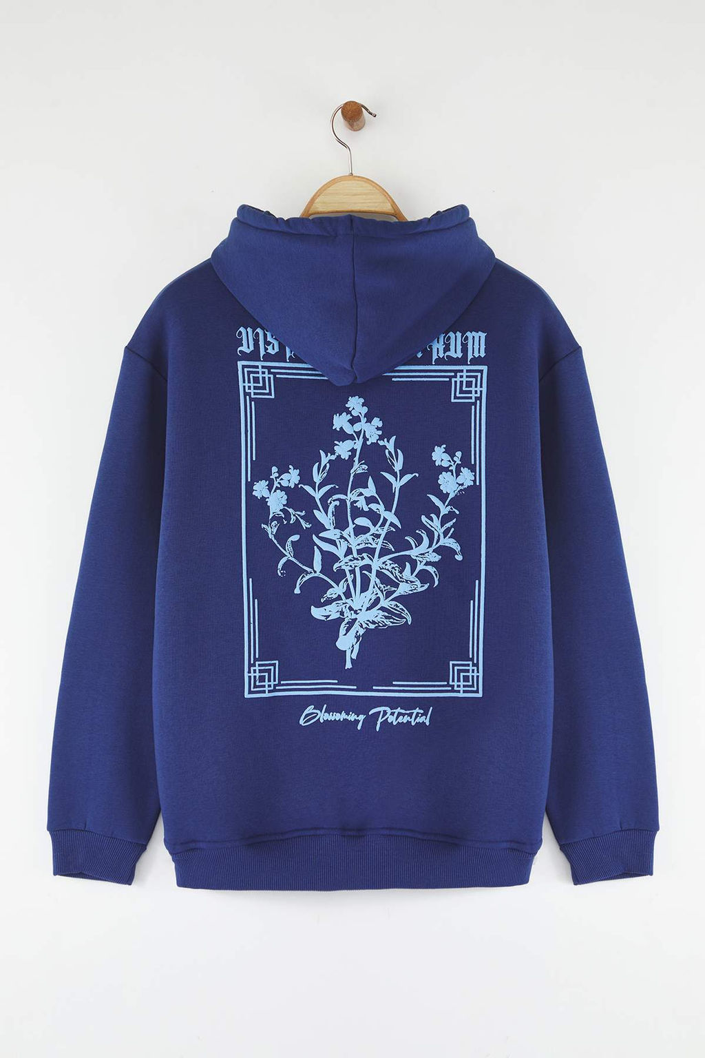 TRENDYOL MAN Antrasit Oversize/Genis Kesim Kapusonlu Cicek Bask? Ici Polar/S?cak Tutan Sweatshirt TMNAW24SW00100 - Trendyolmilla фото 33