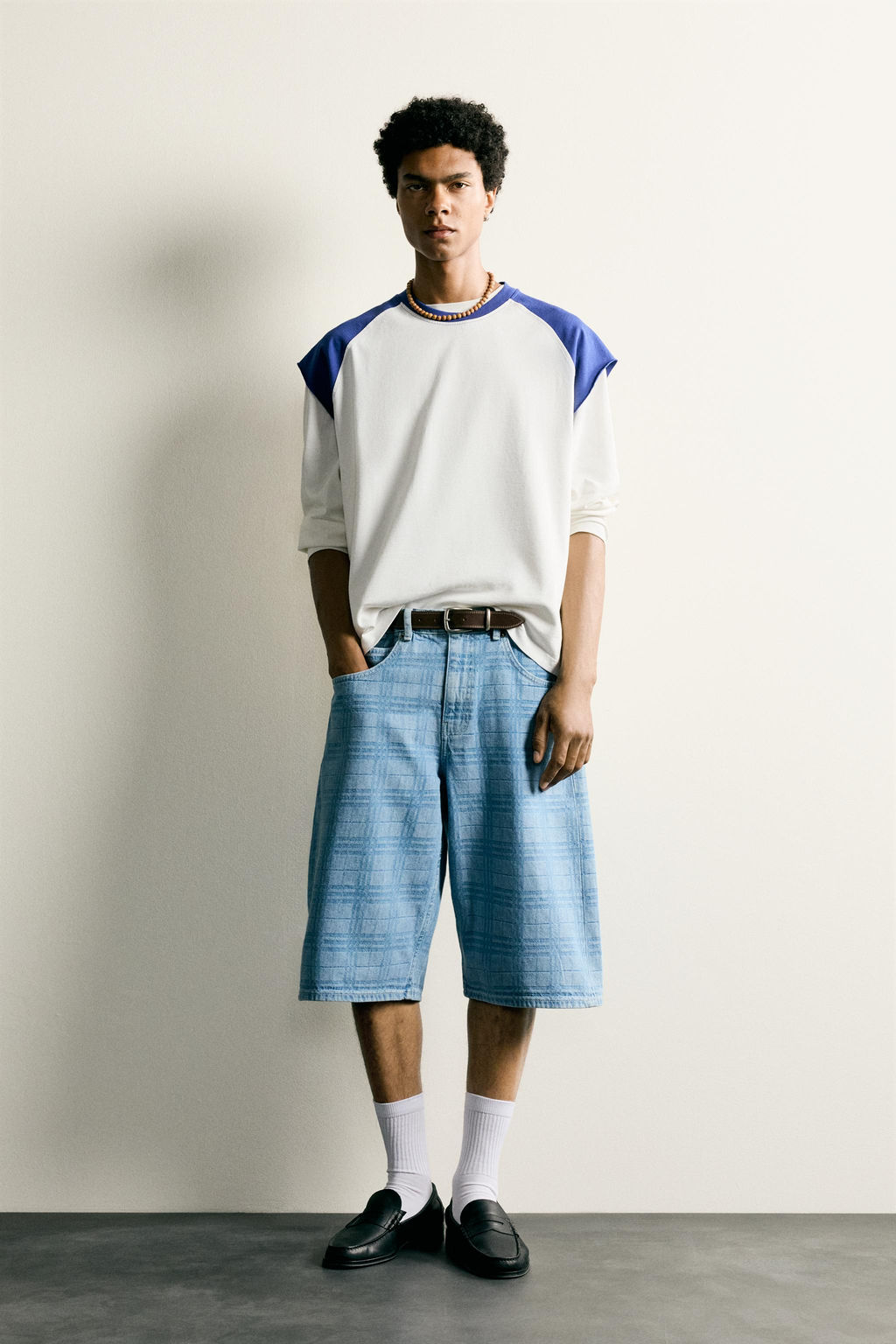 JORTS DENIM LAVADO ESTAMPADO / Azul claro