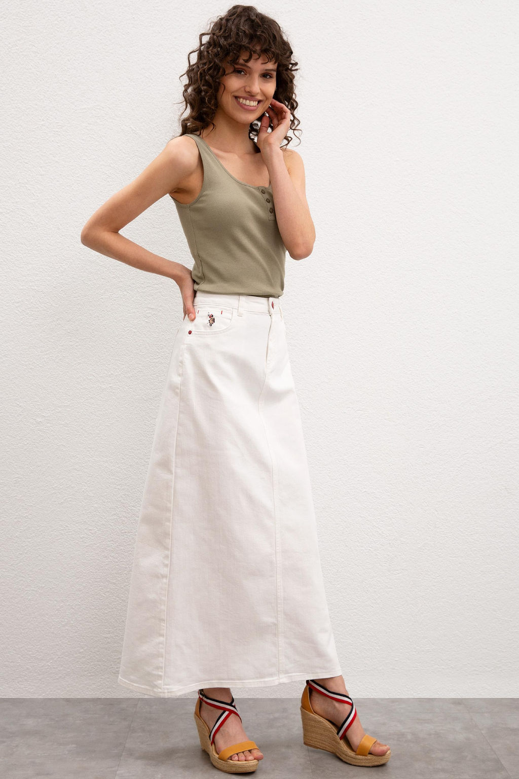 Женская белая джинсовая юбка Неожиданная скидка в корзине - U.s. polo assn фото 2