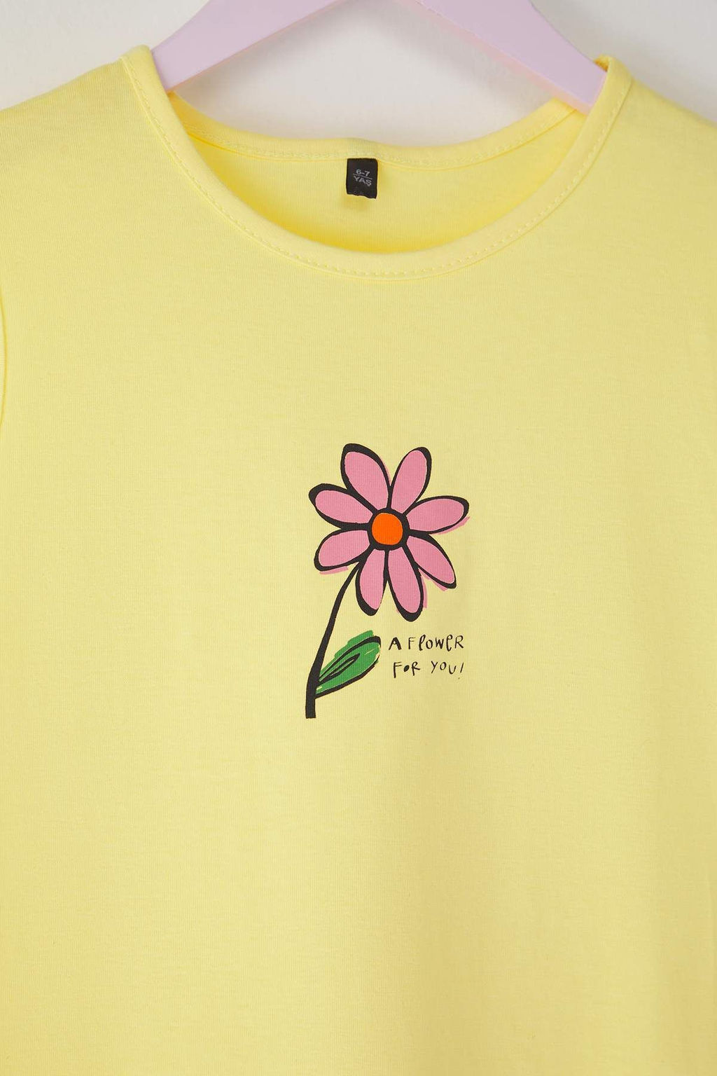 Lila-Sar? 2li K?z Cocuk %100 Pamuk Bask?l? Kolsuz K?sa Orme Elbise TKDSS25EL00092 - Trendyolmilla фото 2