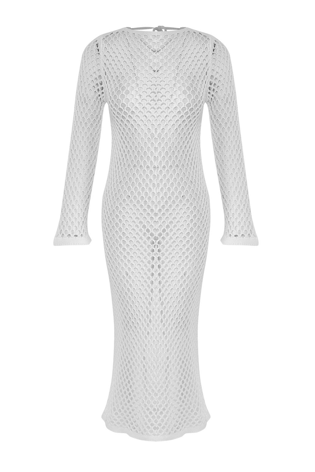 TRENDYOLMILLA Siyah Fitted Midi Triko Plaj Elbise TBESS25EL00124  фото 5
