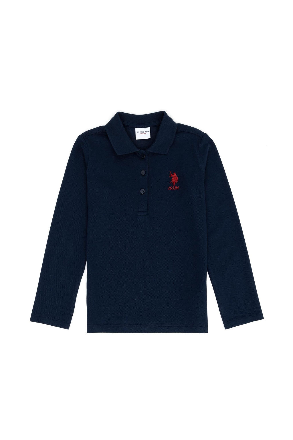 U. S. Polo Assn Базовый свитшот с воротником поло темно-синего цвета для девочек