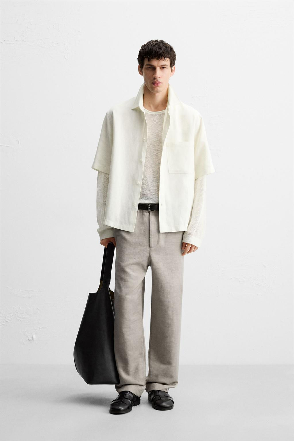 TEXTURED REGULAR FIT TROUSERS - Zara фото 21