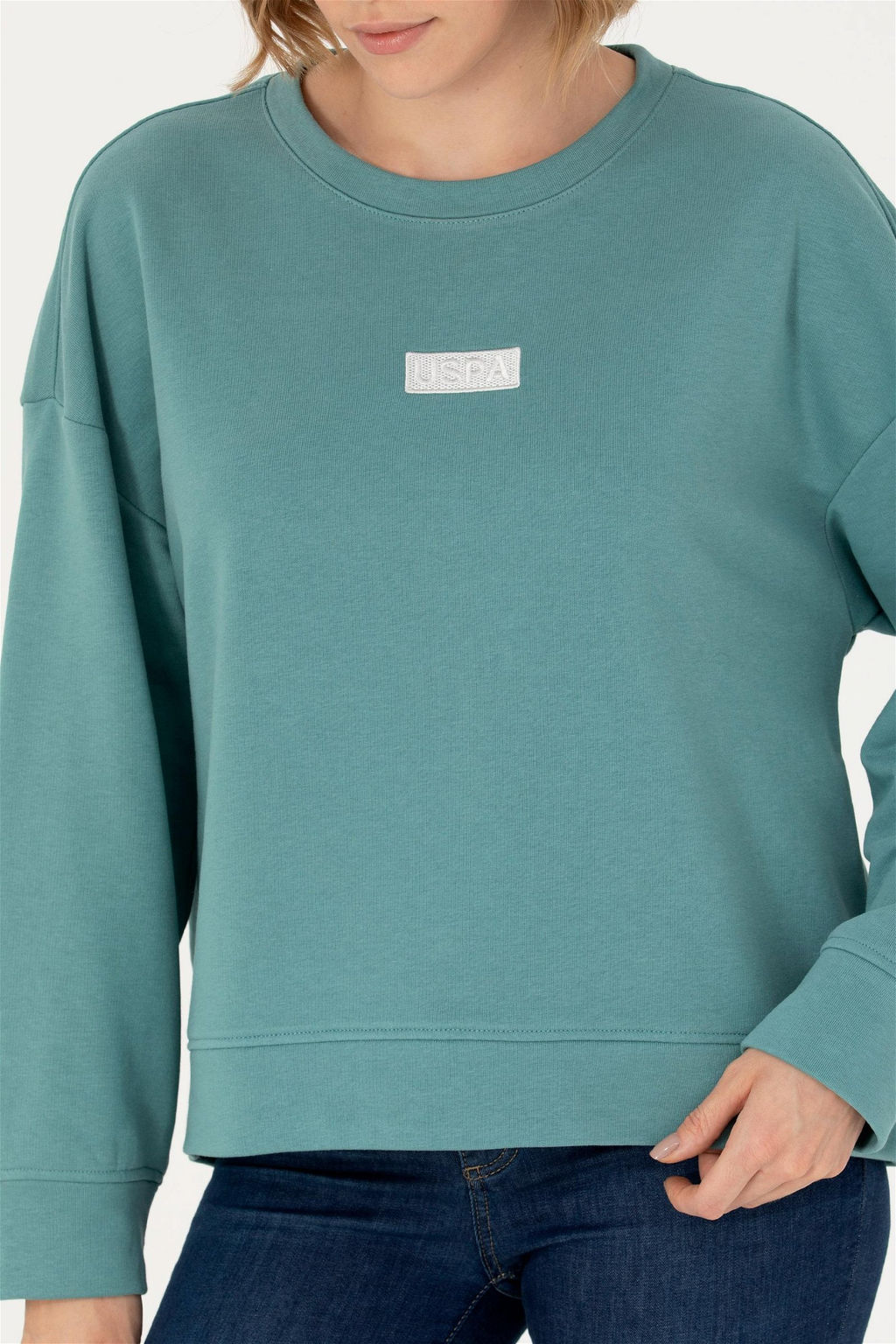 U. S. Polo Assn Женский базовый свитшот с круглым вырезом мятного цвета - U.s. polo assn фото 5