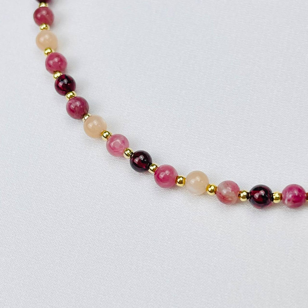 Чокер для "Водолея" из Лунного камня, Граната и Турмалина 37 см +