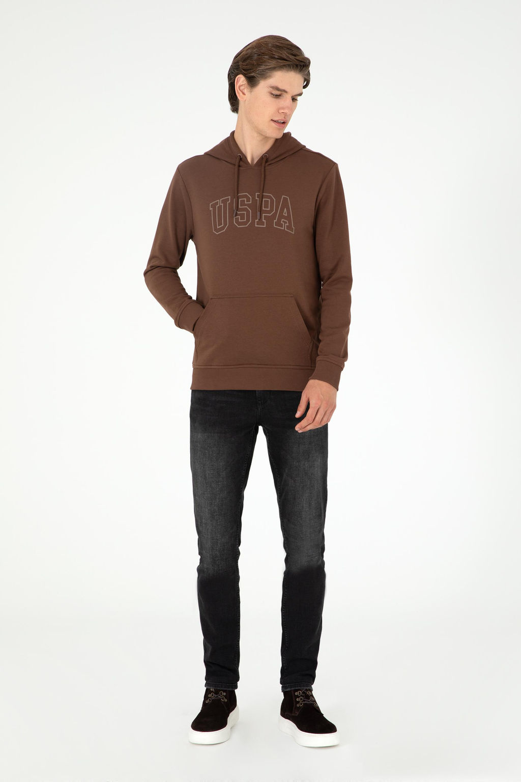 Мужской коричневый базовый свитшот - U.s. polo assn фото 4