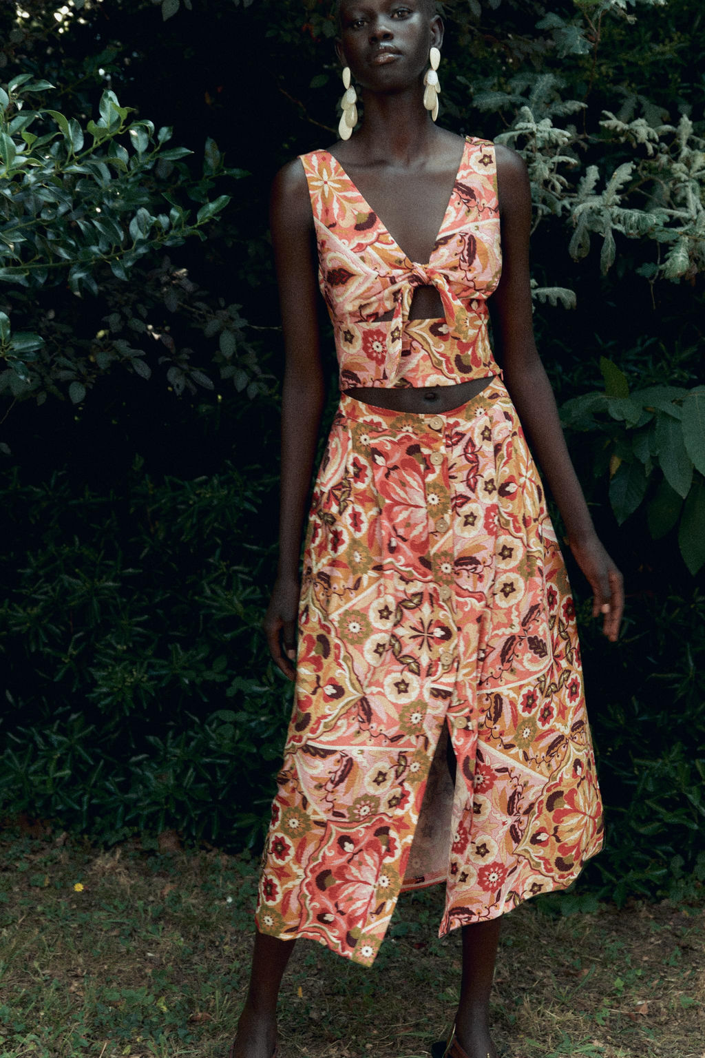 PRINTED RUSTIC MIDI SKIRT - Zara фото 3