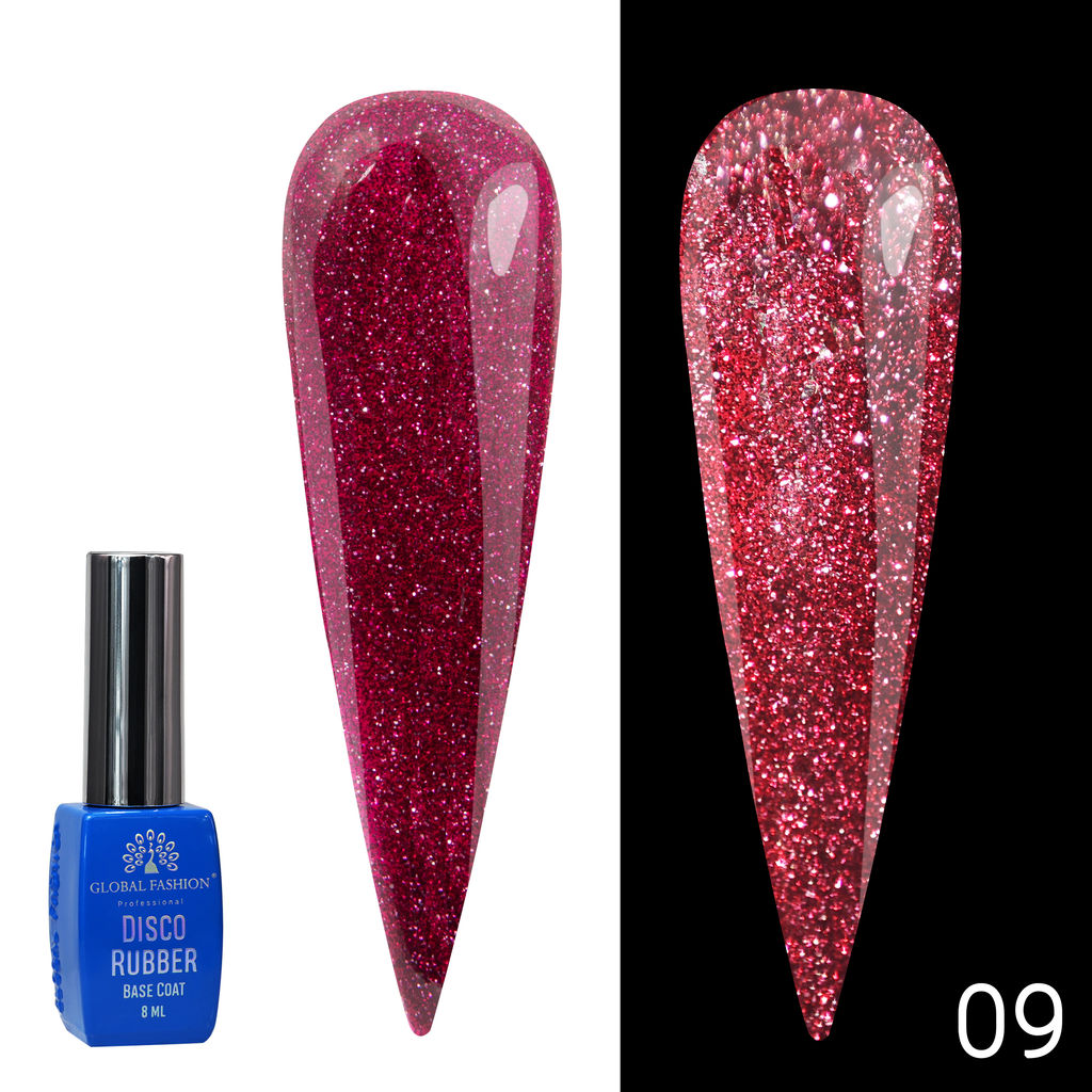 Каучуковая база Disco Opal светоотражающая Global Fashion 8 мл, 09  фото 3