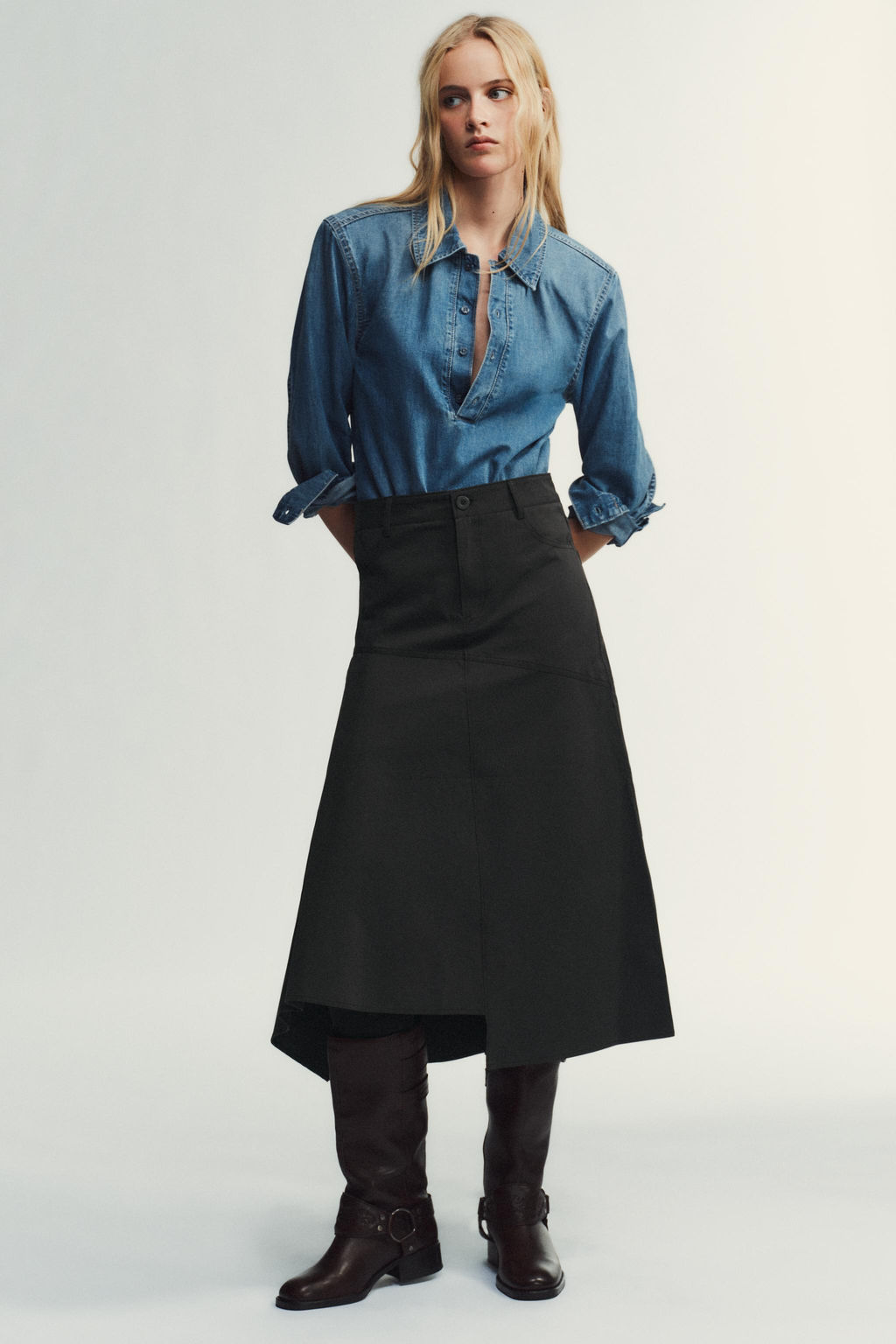 ASYMMETRIC MIDI SKIRT