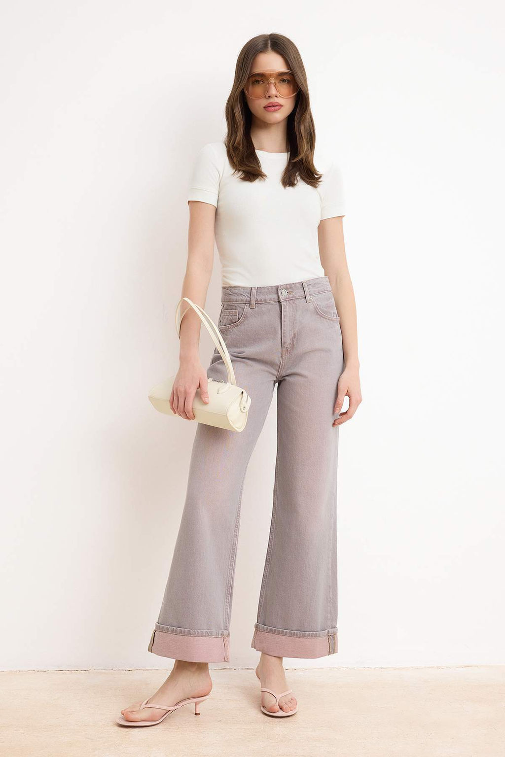 Pembe Paca Katlamal? Vintage Y?kama Yuksek Bel Wide Leg Jeans TWOSS26JE00309 - Trendyolmilla фото 2
