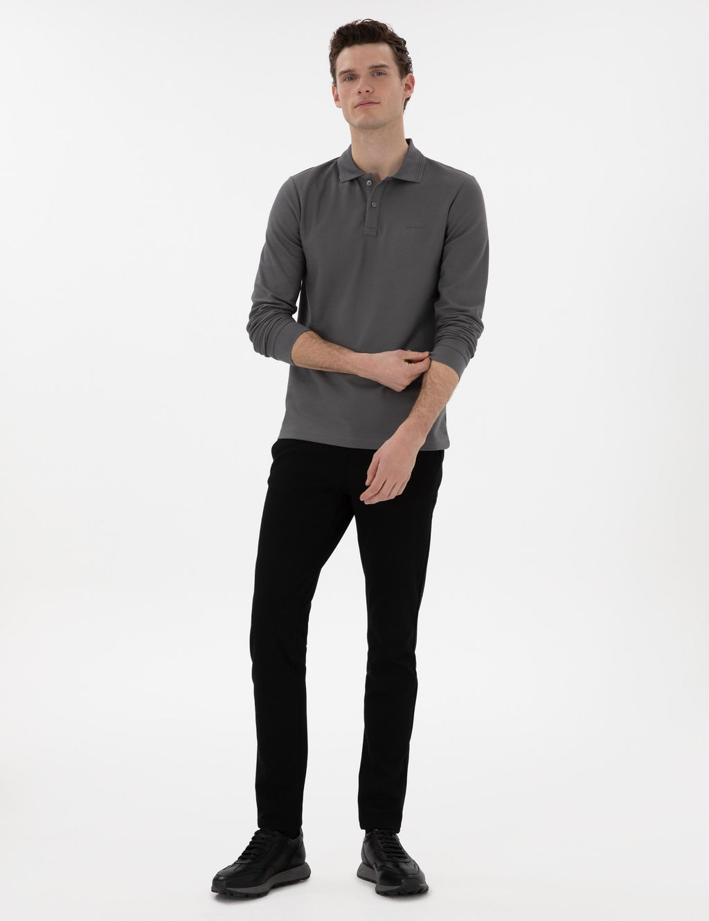 Gri Slim Fit K_vr_lmaz Yaka Sweatshirt - Pierre cardin фото 4