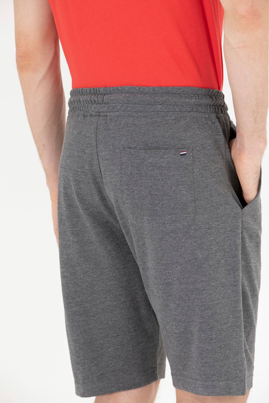 Мужские трикотажные шорты антрацитового меланжа - U.s. polo assn фото 7