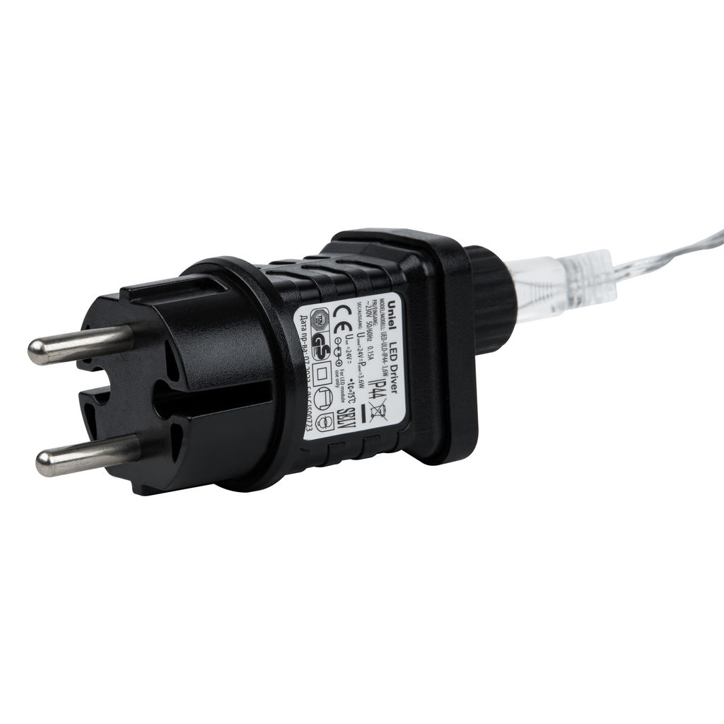 ULD-B12006-195/TTK BLUE IP44 Бахрома светодиодная с эффектом мерцания, 12м. Соединяемая. 195 светодиодов. Синий свет. Провод прозрачный. ТМ Uniel