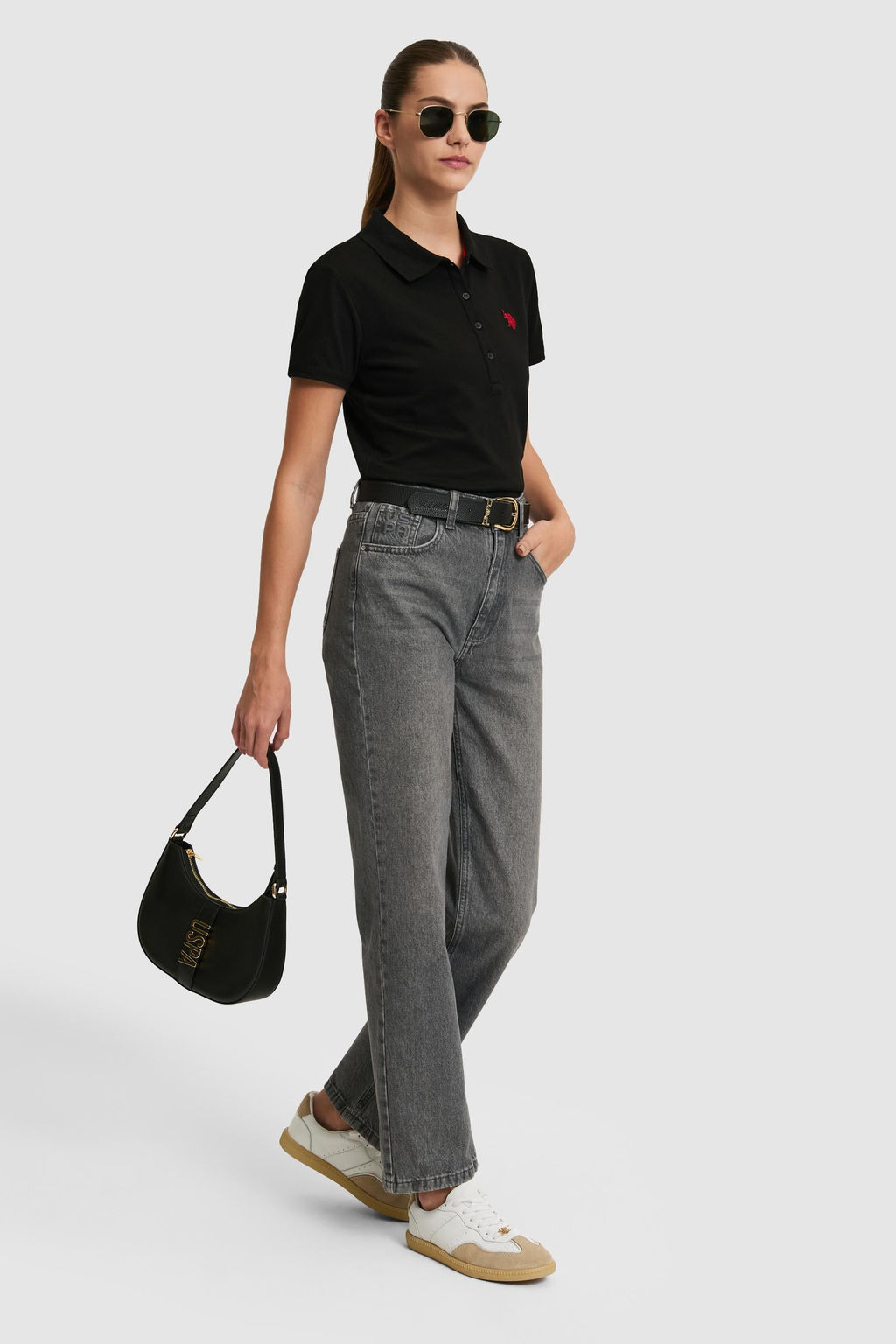 Kad_n Siyah Polo Yaka Basic Ti__rt
