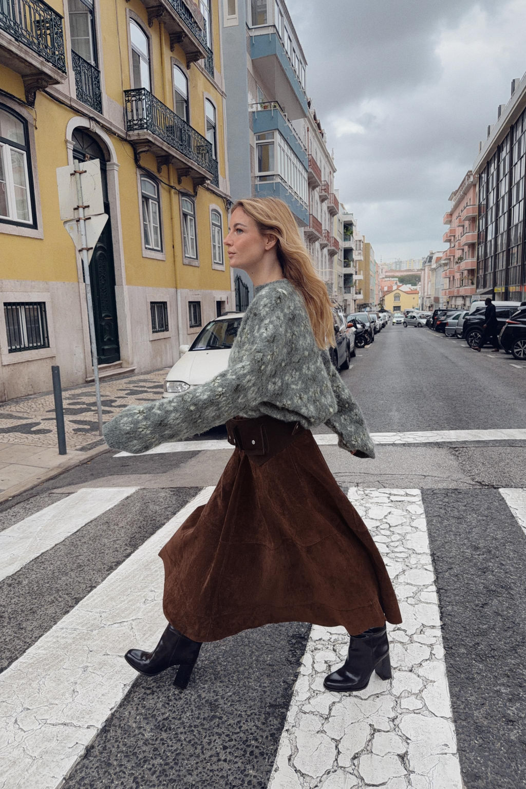 BRUSHED EFFECT JACQUARD KNIT JUMPER