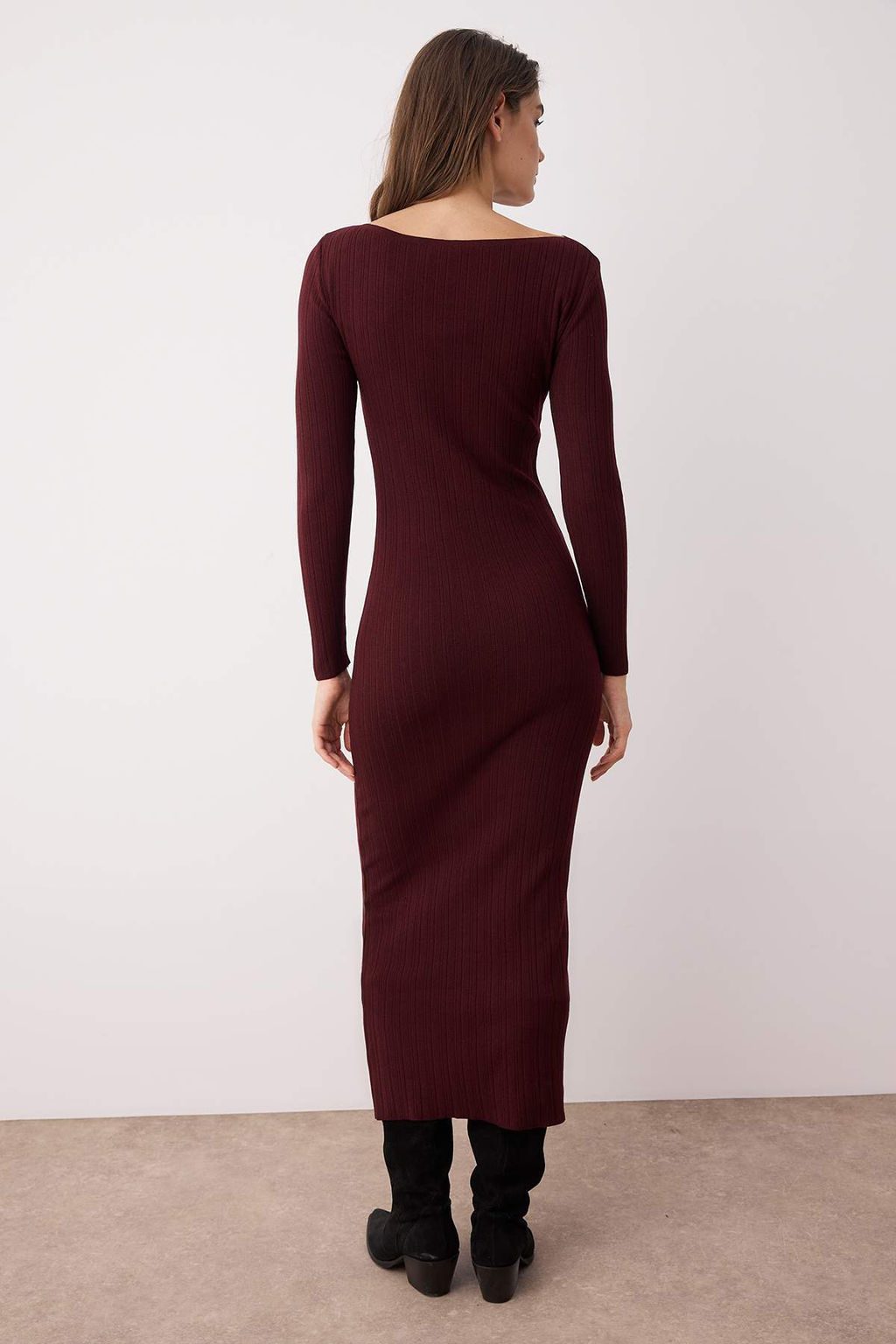 TRENDYOLMILLA Siyah Duz Maxi Triko Premium Iplik/Ozel Iplik Elbise TWOAW25EL00052 фото 16