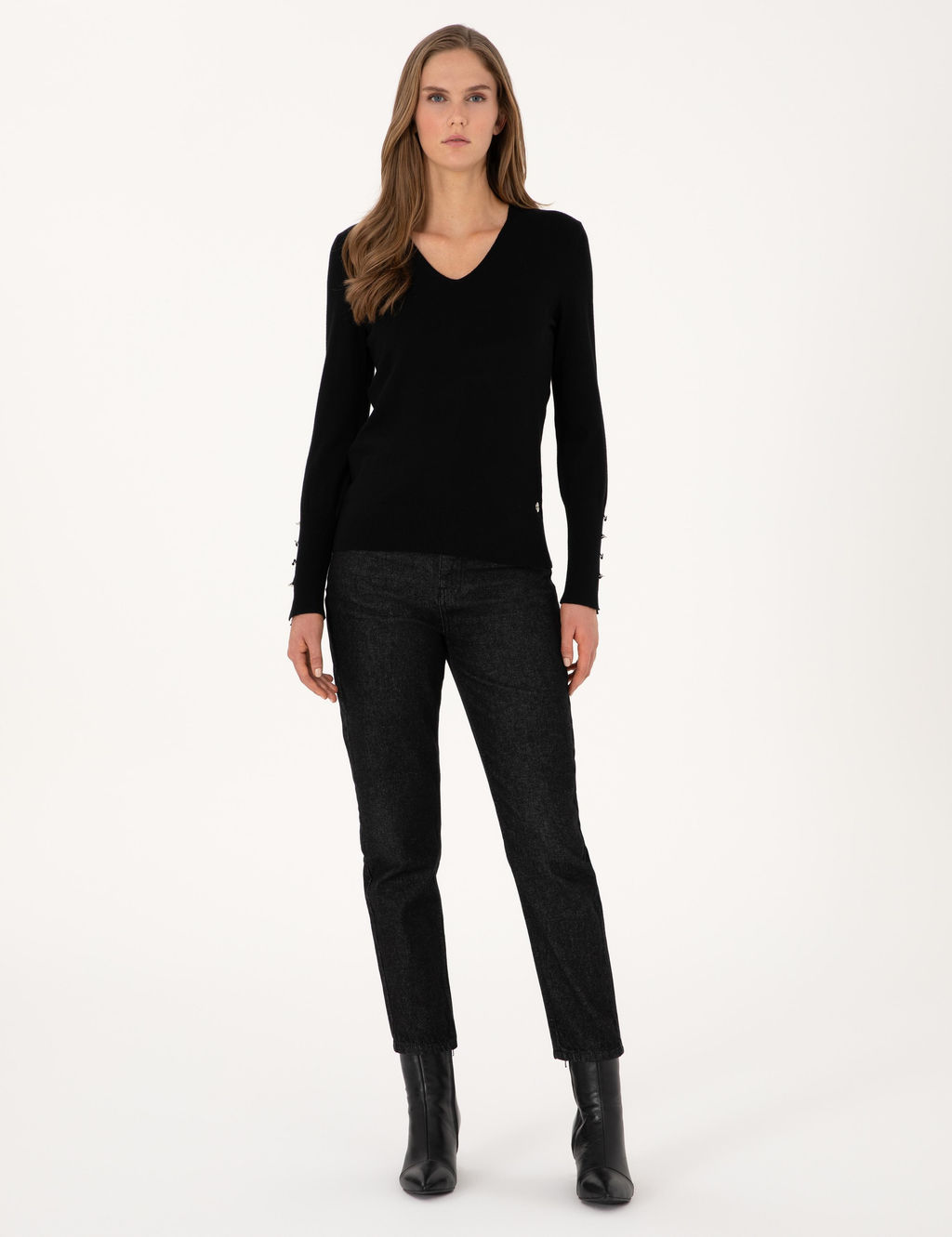 Siyah Slim Fit Basic Kazak