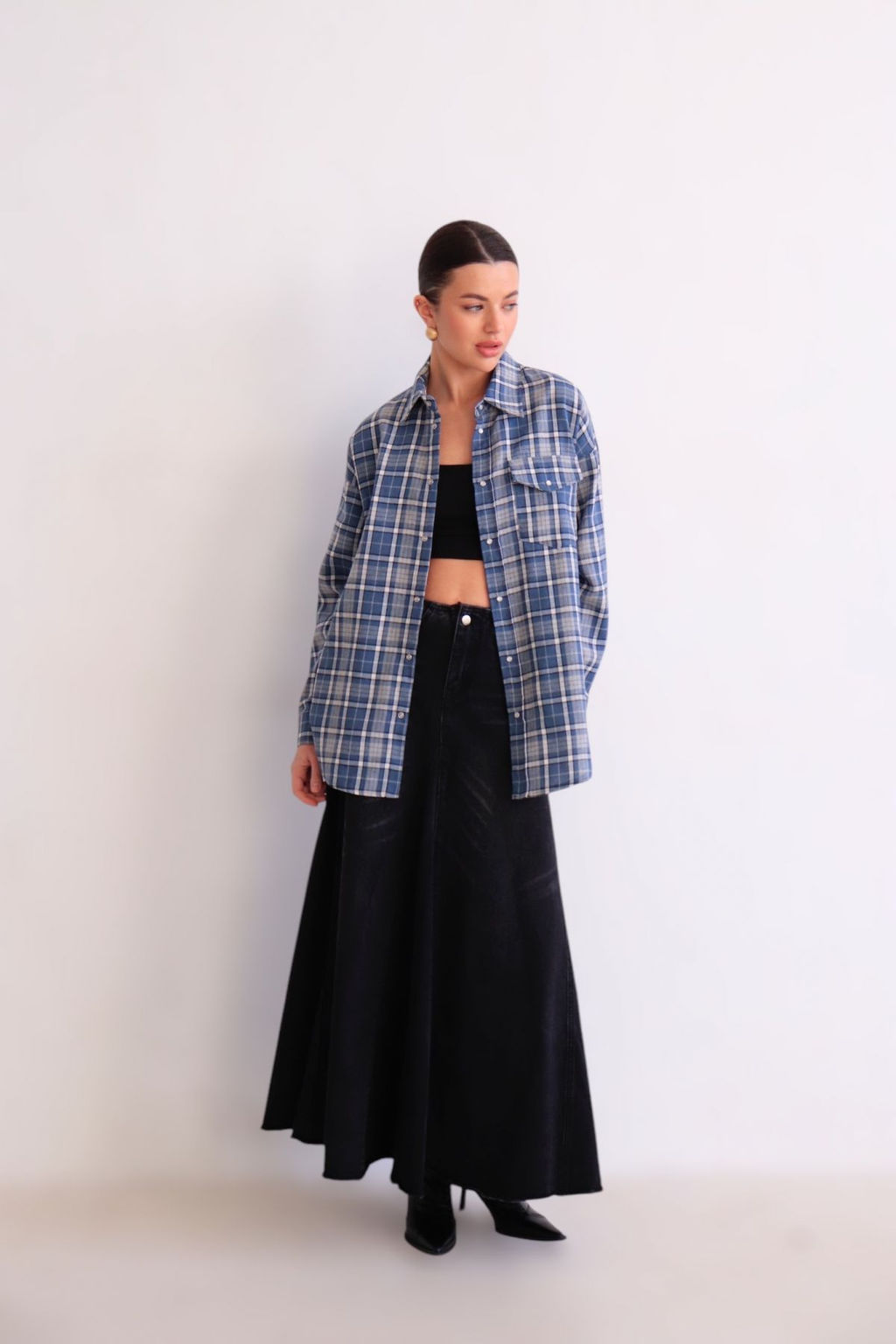 Martichelli Рубашка в клетку голубая на кнопках  фото 14