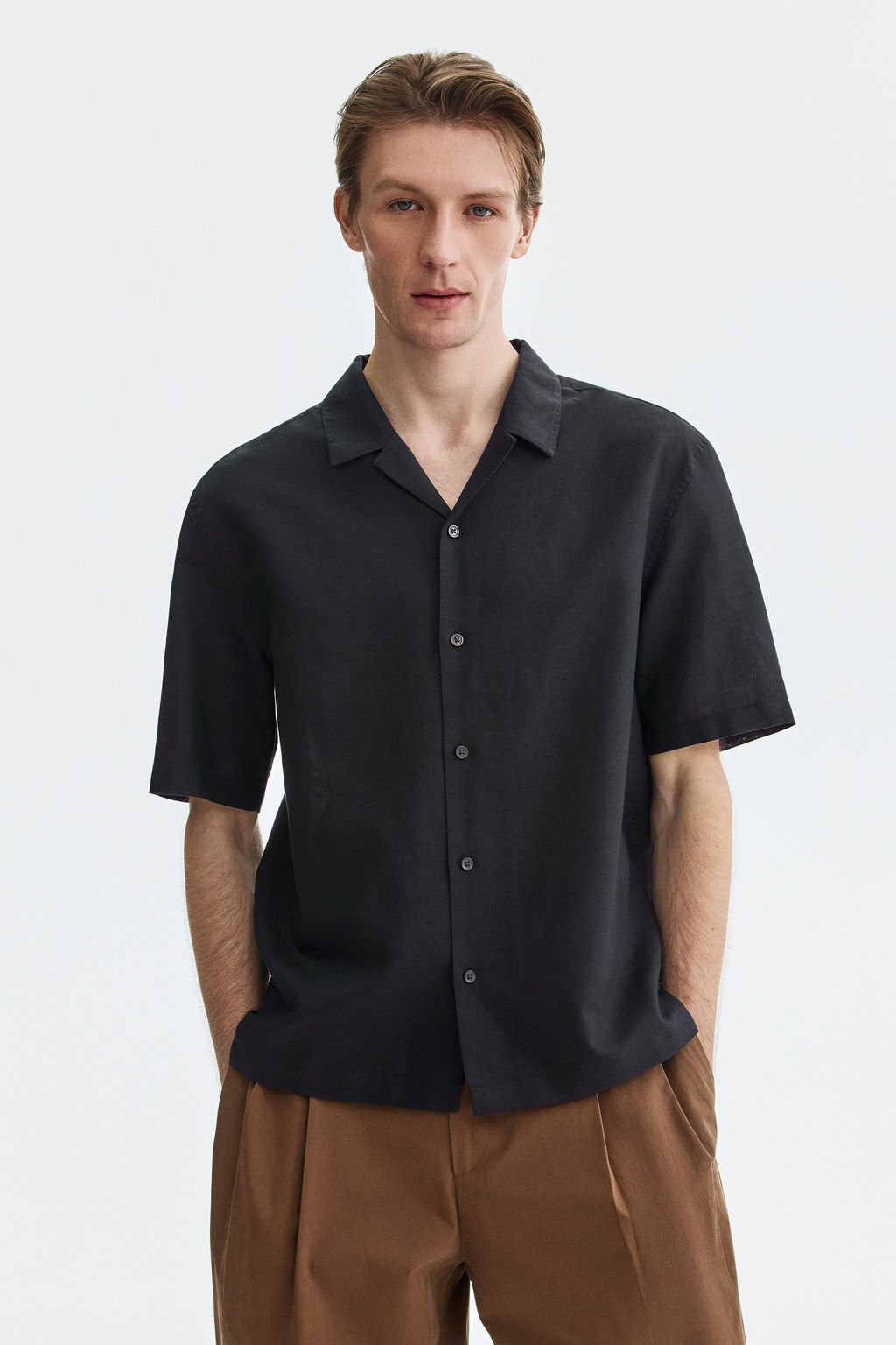 Camisa resort en mezcla de lino Relaxed Fit - H&m фото 8