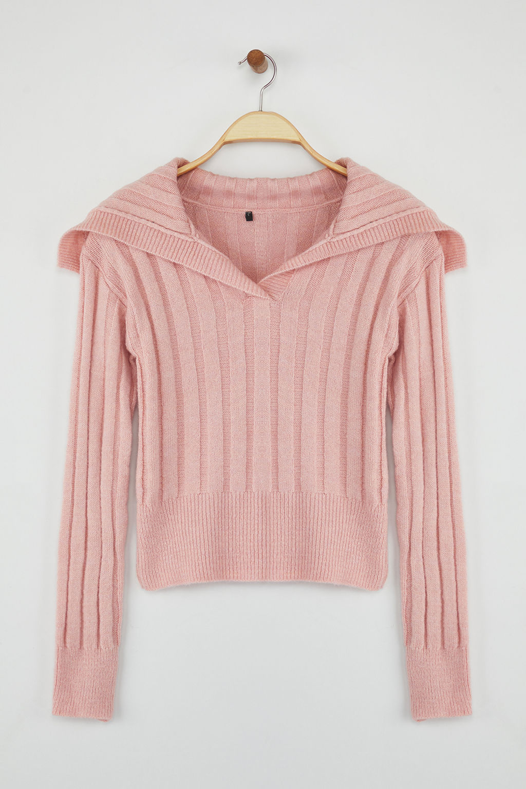 Teen Pembe Yumusak Dokulu Crop/K?sa Triko Kazak TWOAW26KZ00138 - Trendyolmilla фото 5