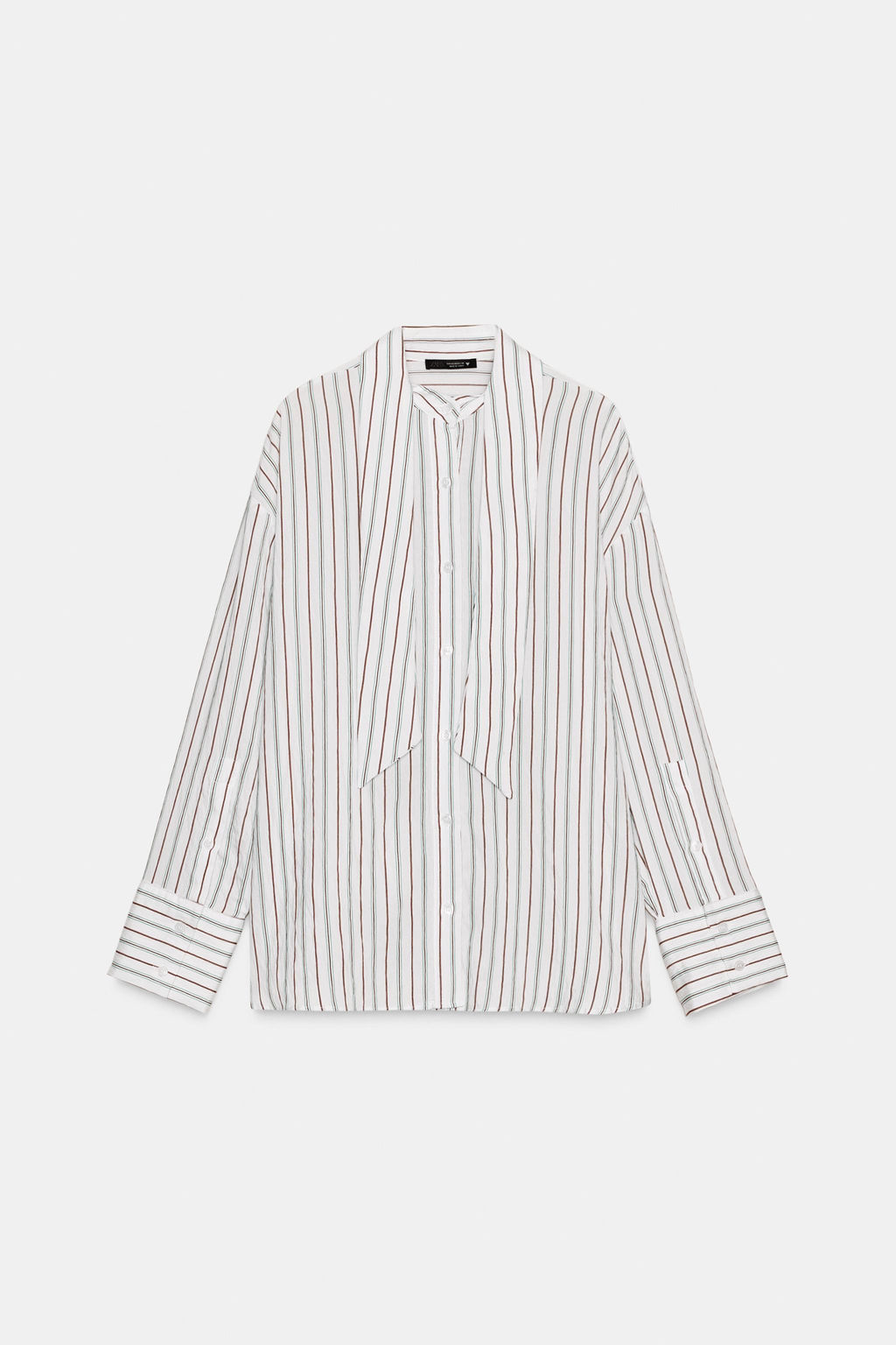 FLOWING STRIPED SHIRT WITH SCARF DETAIL - Zara фото 5